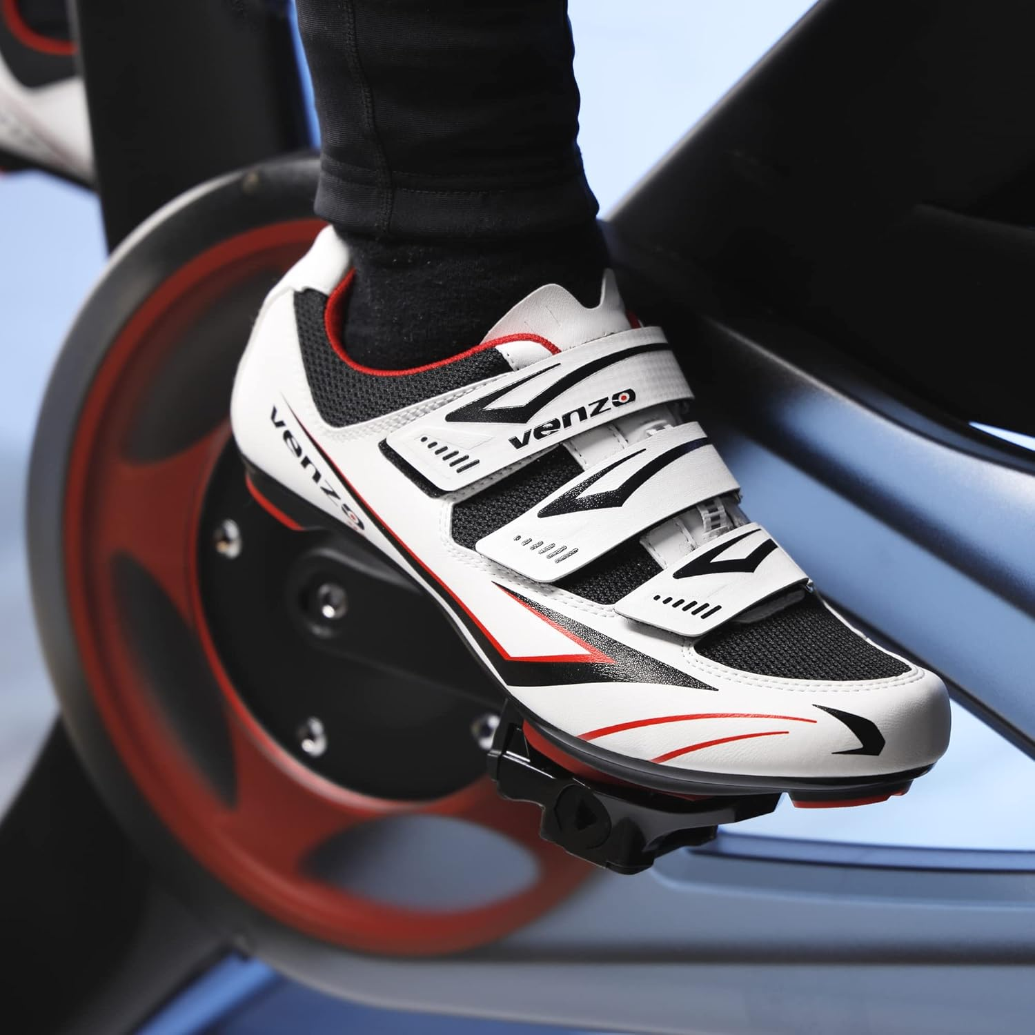 Venzo Bicycle Men'S Road Cycling Riding Shoes - 3 Straps- Compatible with Peloton Shimano SPD & Look ARC Delta - Perfect for Indoor Indoor Road Racing Bikes Black image number 5