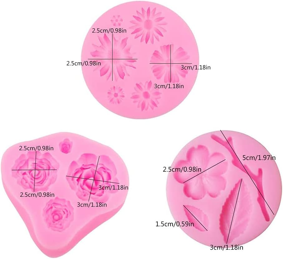 7 Pieces Flower Fondant Mold Set, Mini Flowers Silicone Chocolate Candy Molds for Cake, Cupcake Decorating, Cake Pops, Polymer Clay, Crafting Projects, Candy Melts image number 3