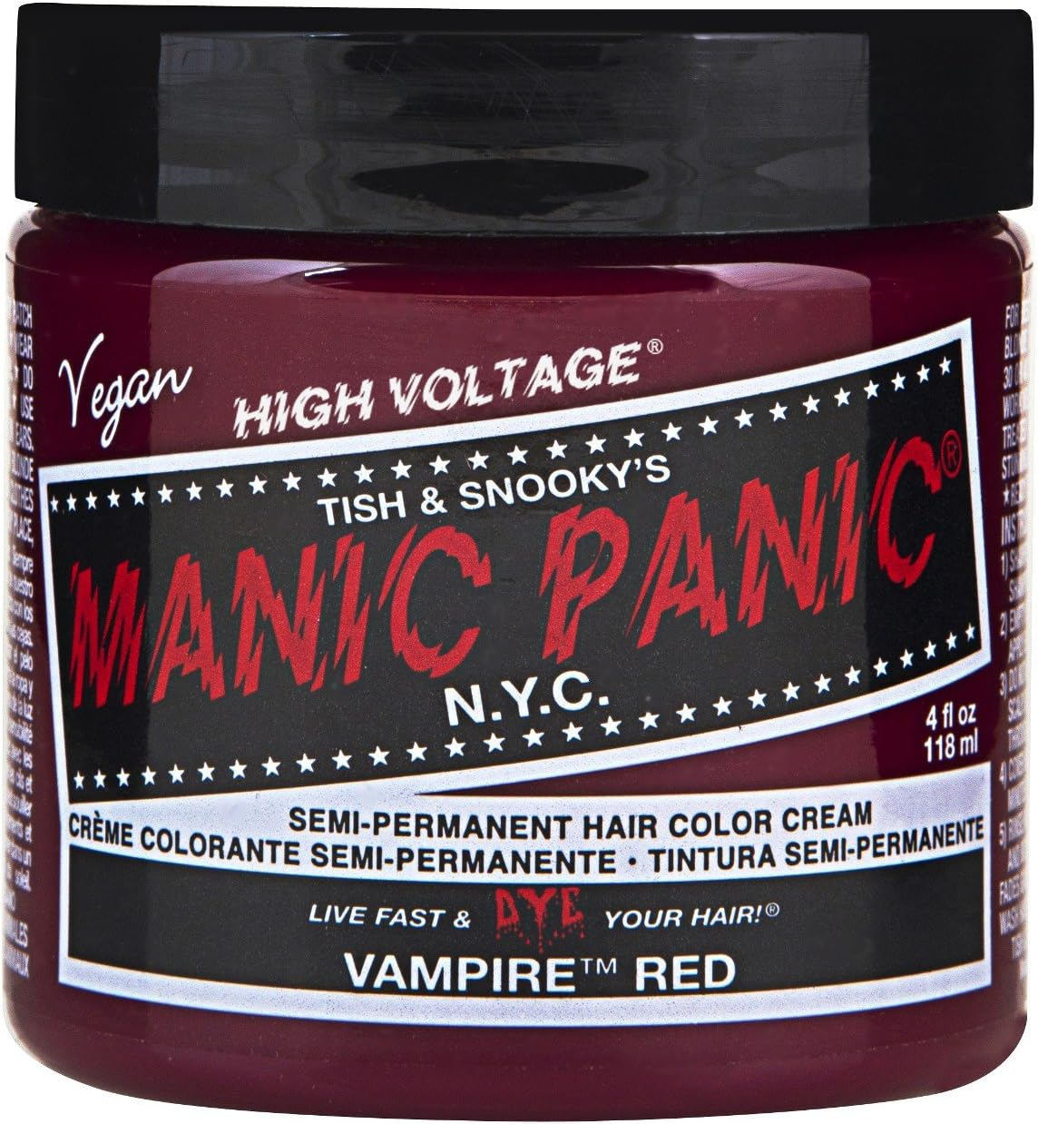 Manic Panic Semi-Permanent Hair Color Cream, Vampire Red 4 Oz (Pack of 6)
