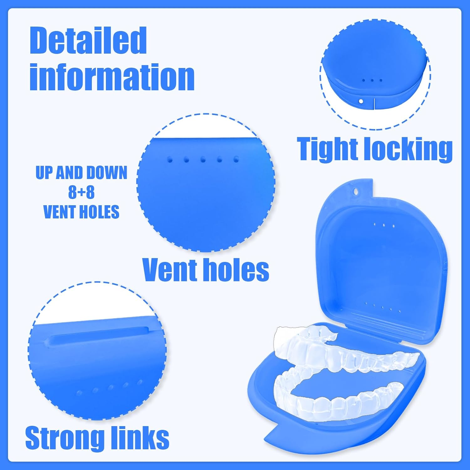 Denture Case, 10 PCS Plastic Orthodontic Retainer Case for Travel, Daily Outing (5 Colors) image number 4