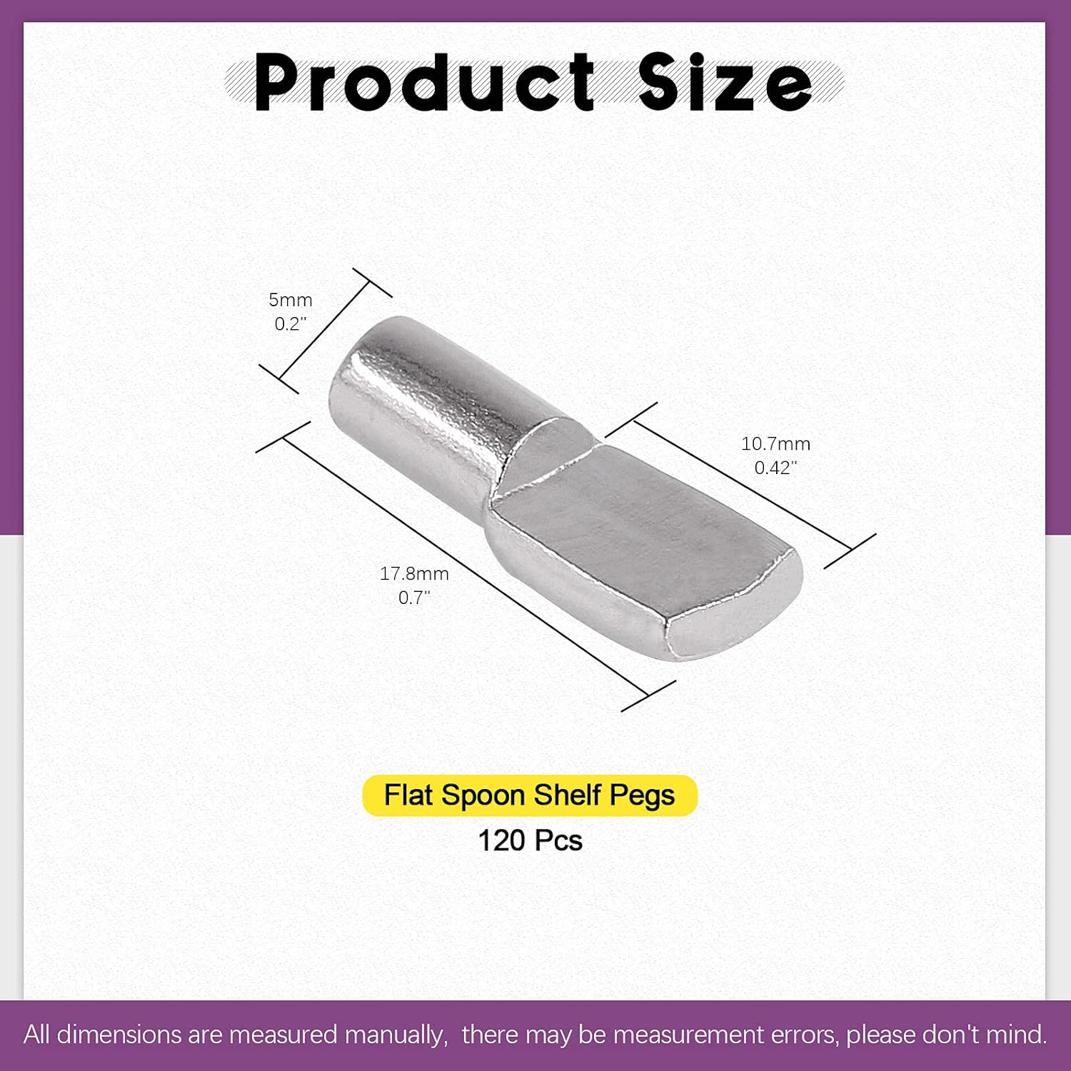 Swpeet 120Pcs 5Mm Shelf Pins, Metal Nickel Plated Spoon Shaped Cabinet Support Pegs Book Bracket Shelf Pegs Pins for Furniture Shelves Bracket Entertainment Centers image number 3