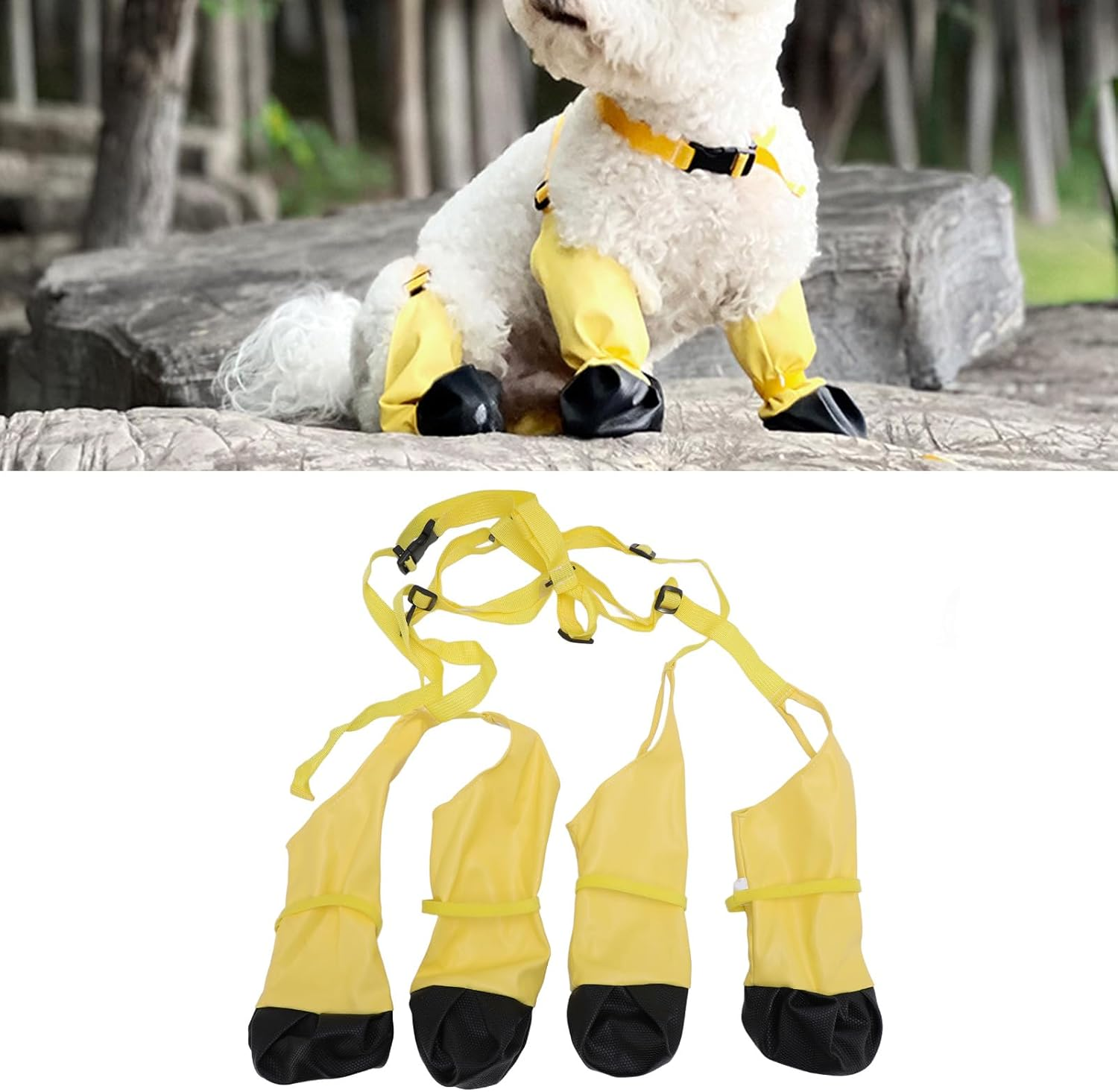 Dog Suspender Booties, Abrasion Proof Dog Paws Boot Leggings anti Slip Snow Water Proof, Adjustable Suspender Boots for Dogs Winter Snow Rain Hiking Paws Protector (XL) image number 4