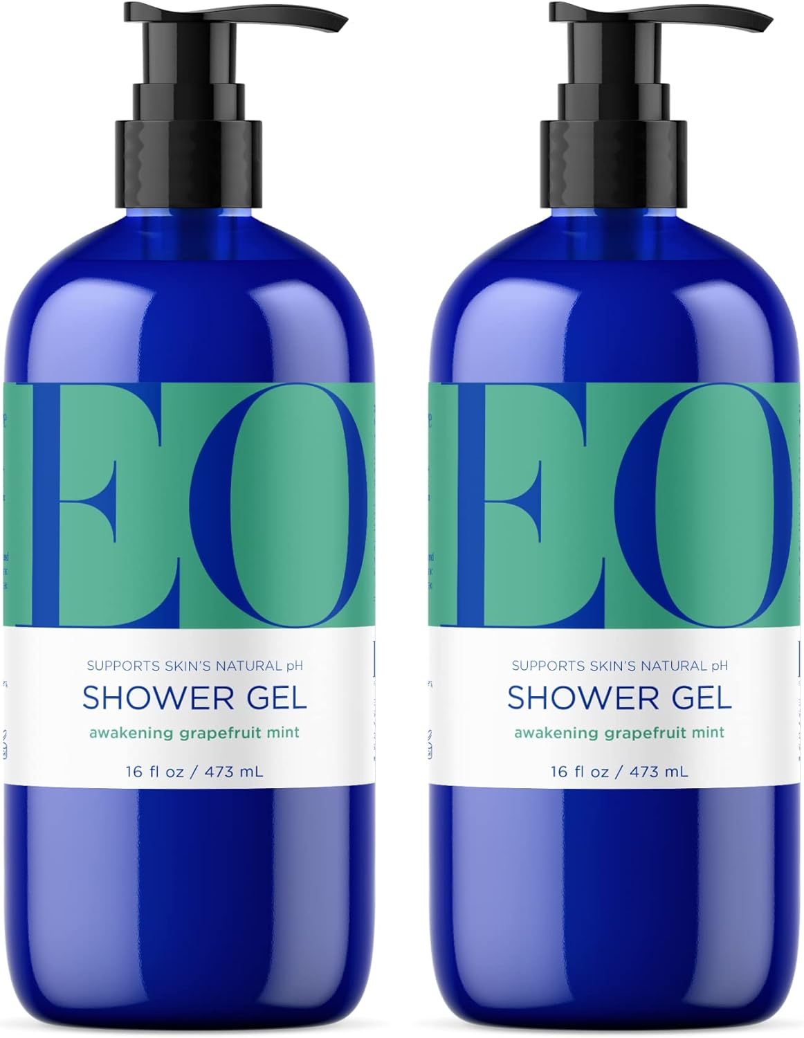 EO Shower Gel Body Wash, 16 Ounce (Pack of 2), Grapefruit and Mint, Organic Plant-Based Skin Conditioning Cleanser with Pure Essentials Oils image number 2