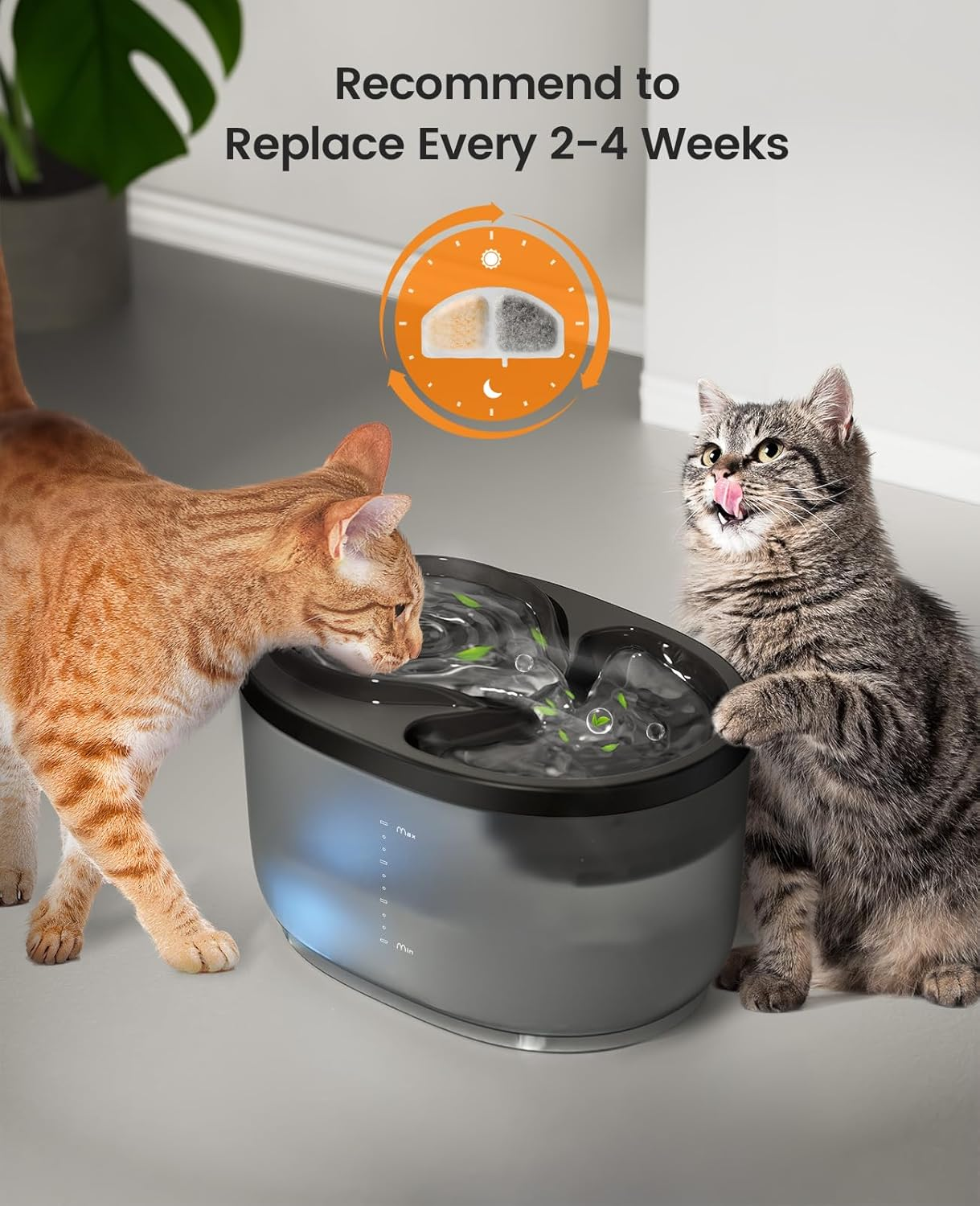 Oneisall 4Pcs Cat Water Fountain Filter for HM-02 2.5L Cat Fountain, Triple Action Water Filter image number 1