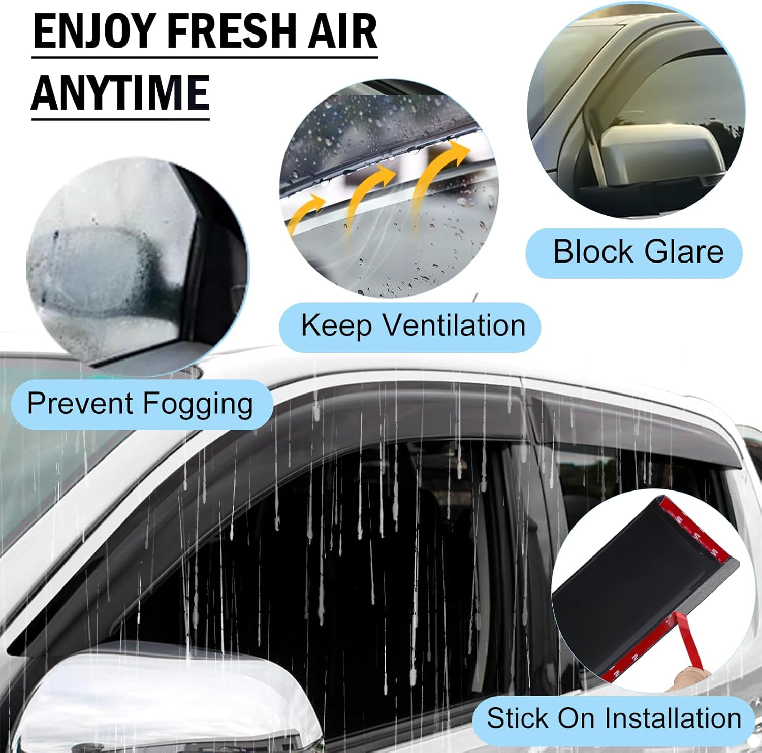 SUERAUTO4X4 Bonnet Protector Weather Shields for Toyota Hilux Accessories 2021-2025 N80 Facelift, Tinted Black Bonnet Stone Guard Wind Deflectors Weathershields Guard Window Visor, Ute Exterior image number 1