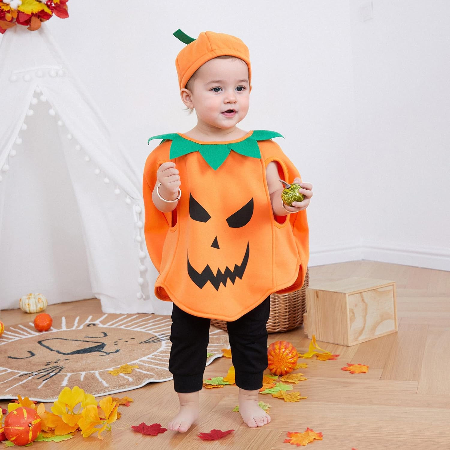 Bemeyourbbs Unisex Toddler Baby Boy Girl Pumpkin Costume Halloween Cotumes Pumpkin Top Hat Halloween Outfit Coslpay Clothes image number 3