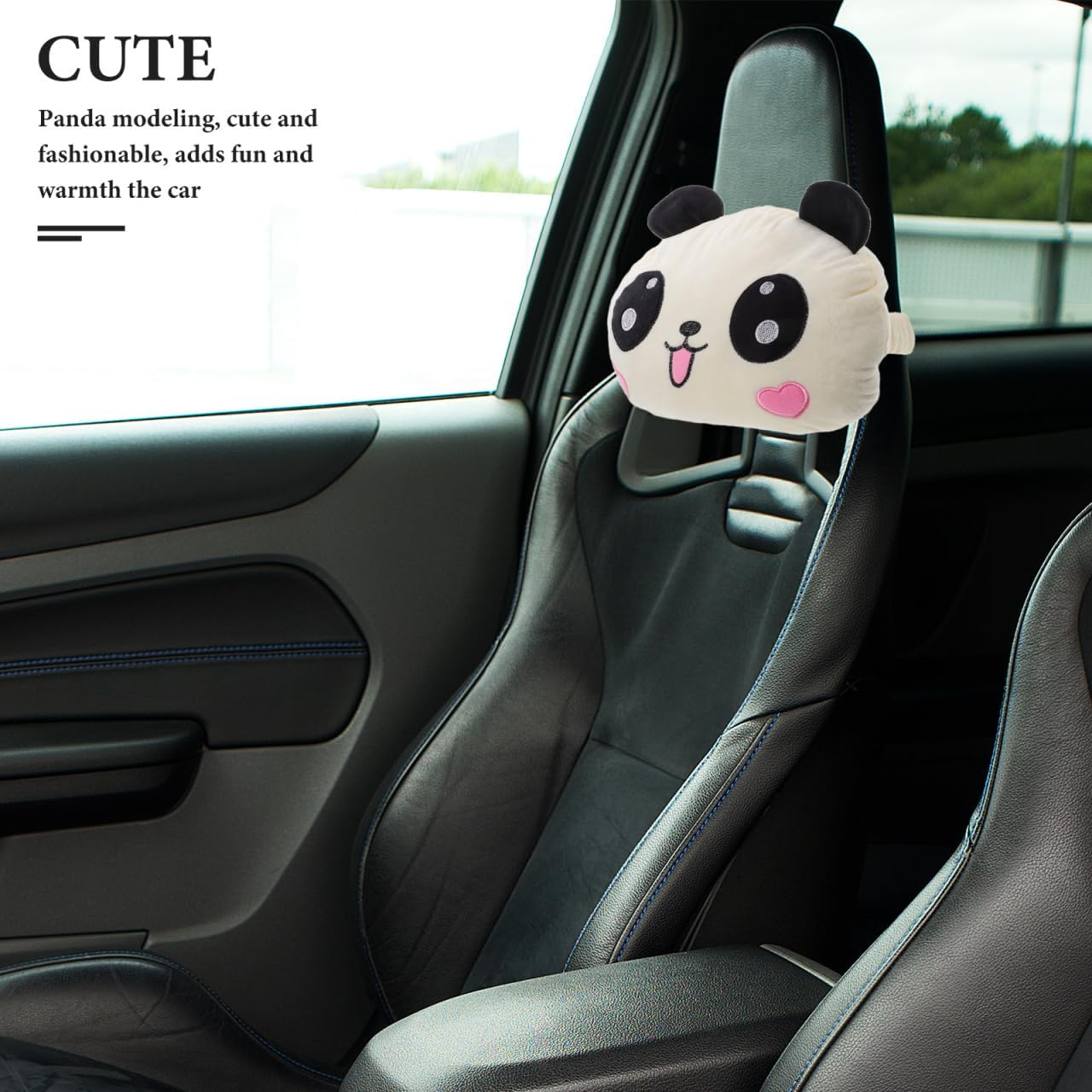 Mobestech Cute Panda Design Car Headrest Pillow Memory Foam Pillow for Neck Support for Office and Home image number 6