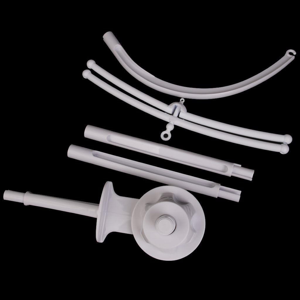 34 Inch Baby Crib Mobile Music Case Holder Arm Bracket Nursery Set, White, Plastic image number 4