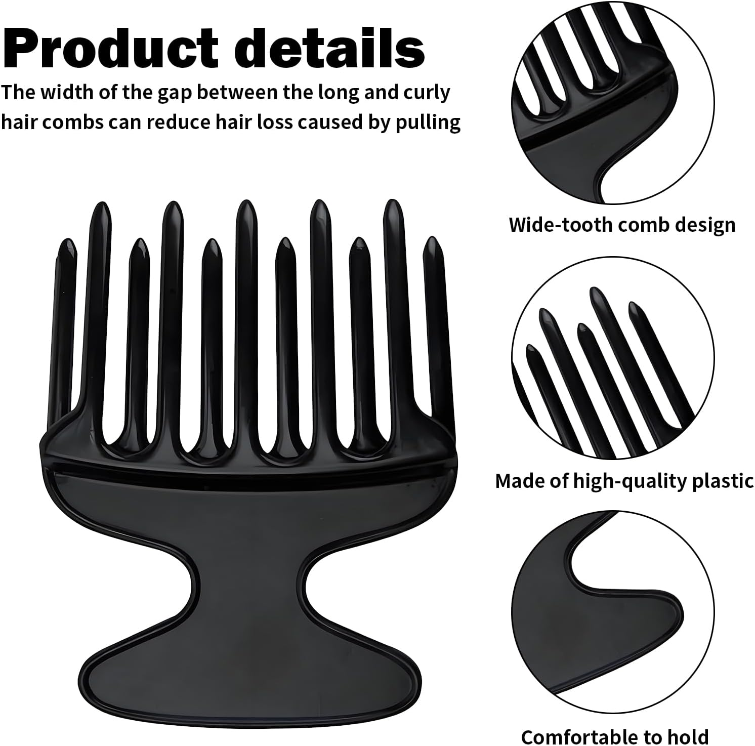 1 Piece Finger Styler Afro Comb Coarse Natural Curls Afro Comb Curling Comb Hair Comb Afro Pick Finger Styler Comb for Curls for Hairdressing Salon at Home - Black image number 2
