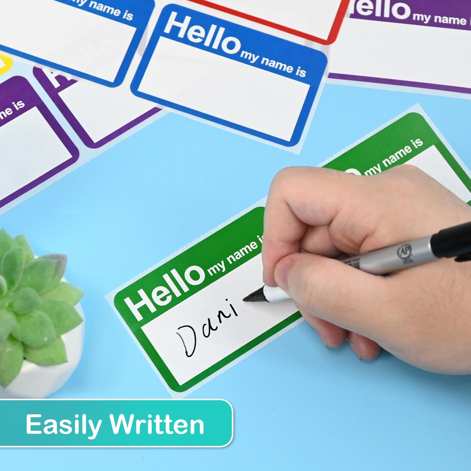L LIKED Name Tag Stickers - 3.5" X 2.25" Hello My Name Is Labels for School Office Home (Hello - 200 Labels)