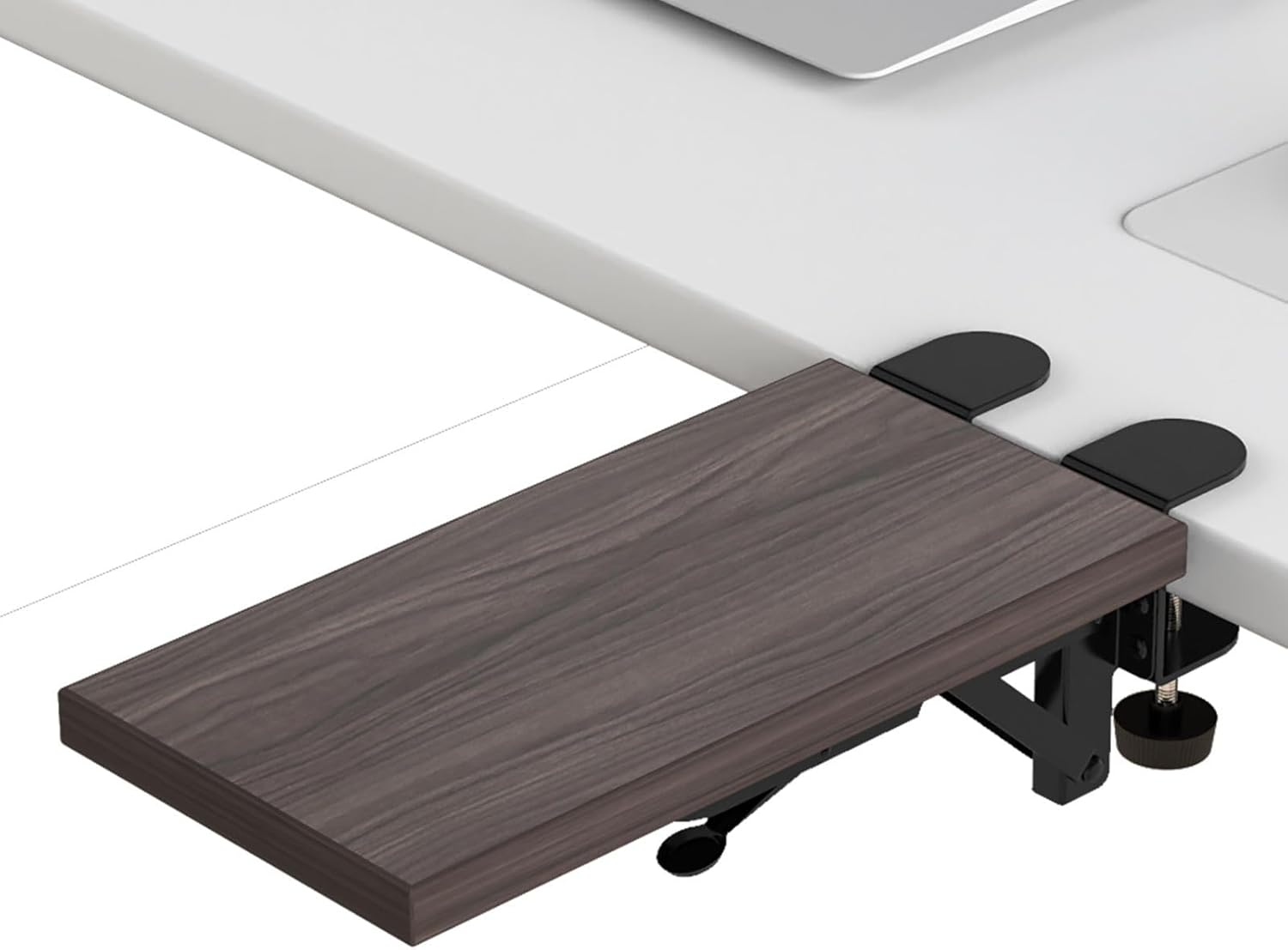 OUGIC Ergonomics Desk Extender Tray, 11.8"X5.9" Punch-Free Clamp On, Foldable Keyboard Drawer Tray, Table Mount Arm Wrist Rest Shelf, Computer Elbow Arm Support