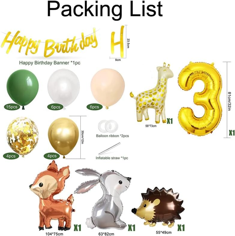 3Rd Birthday Decorations Jungle Animal Theme Set, Number 3 Happy Birthday Banner Jungle Wildlife 3 Years Old Birthday Party Supplies image number 6