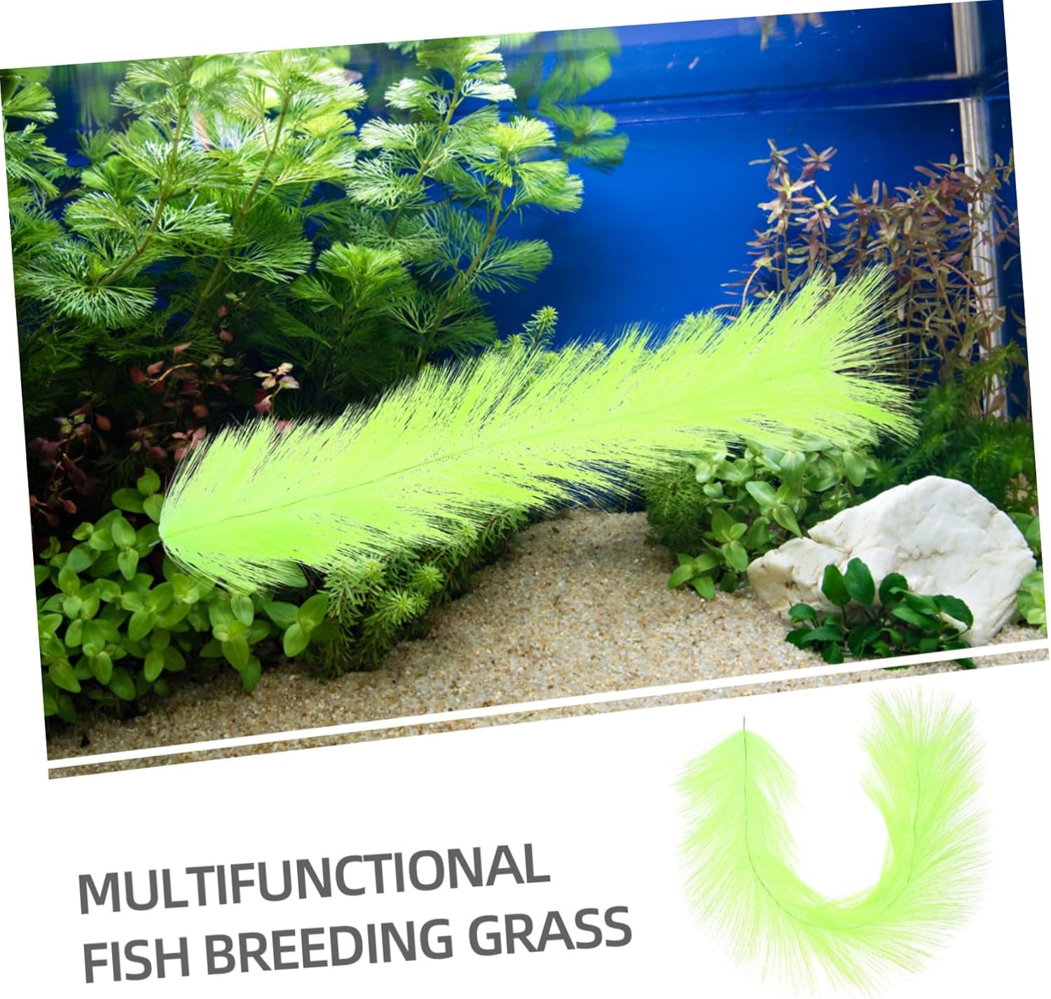 WEKADRIN Fish Spawning Grass Brush with Stainless Steel Core 60Cm Aquarium Breeding Grass Hideout for Koi Goldfish Egg Hatching and Fish Tank Aquatic Pets image number 3