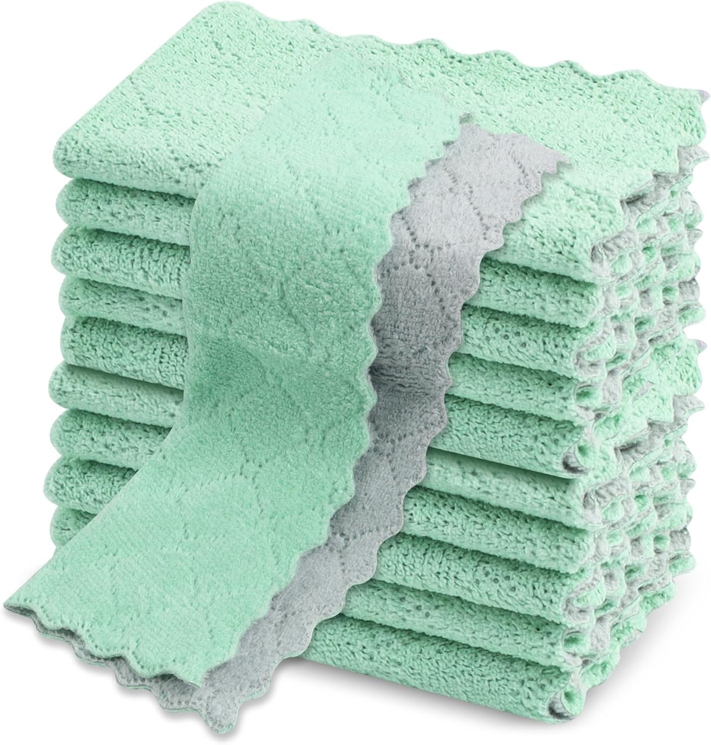 TECDW 10-Pack Kitchen Dish Cloths,Ultra-Soft Super Absorbent Lint-Free Cleaning Towels,Oil-Resistant Coral Velvet Dish Cloth for Washing Dishes,Wiping Countertops (16&times;27Cm/6.3&times;10.6Inch,Pink)