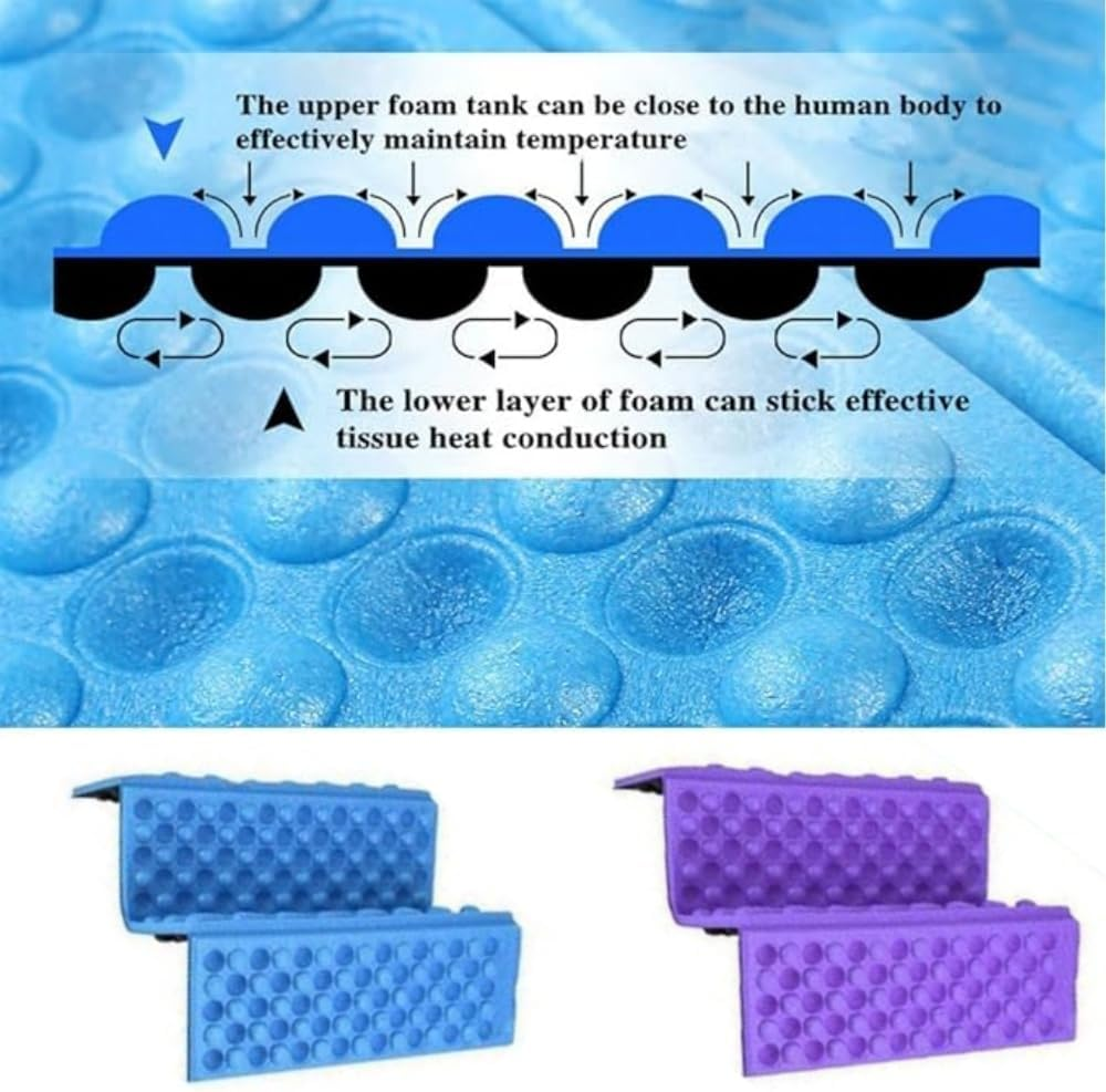 Jindizi 2Pc Foam Seat Pad Folding Hiking Sit Pad,Mini Waterproof Folding Mat Foam Sitting,Camping Mat Sitting Foldable Sit Pad for Outdoor Purple+Blue image number 4