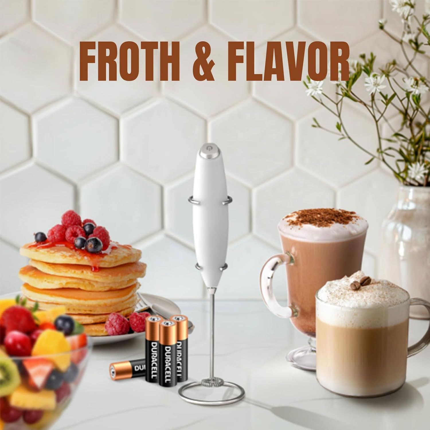 Electric Hand Mixer, Powerful Handheld Milk Frother and Drink Mixer for Coffee, Cappuccino, Matcha, Hot Chocolate and Protein Shakes, Easy-To-Use One Click Button image number 5