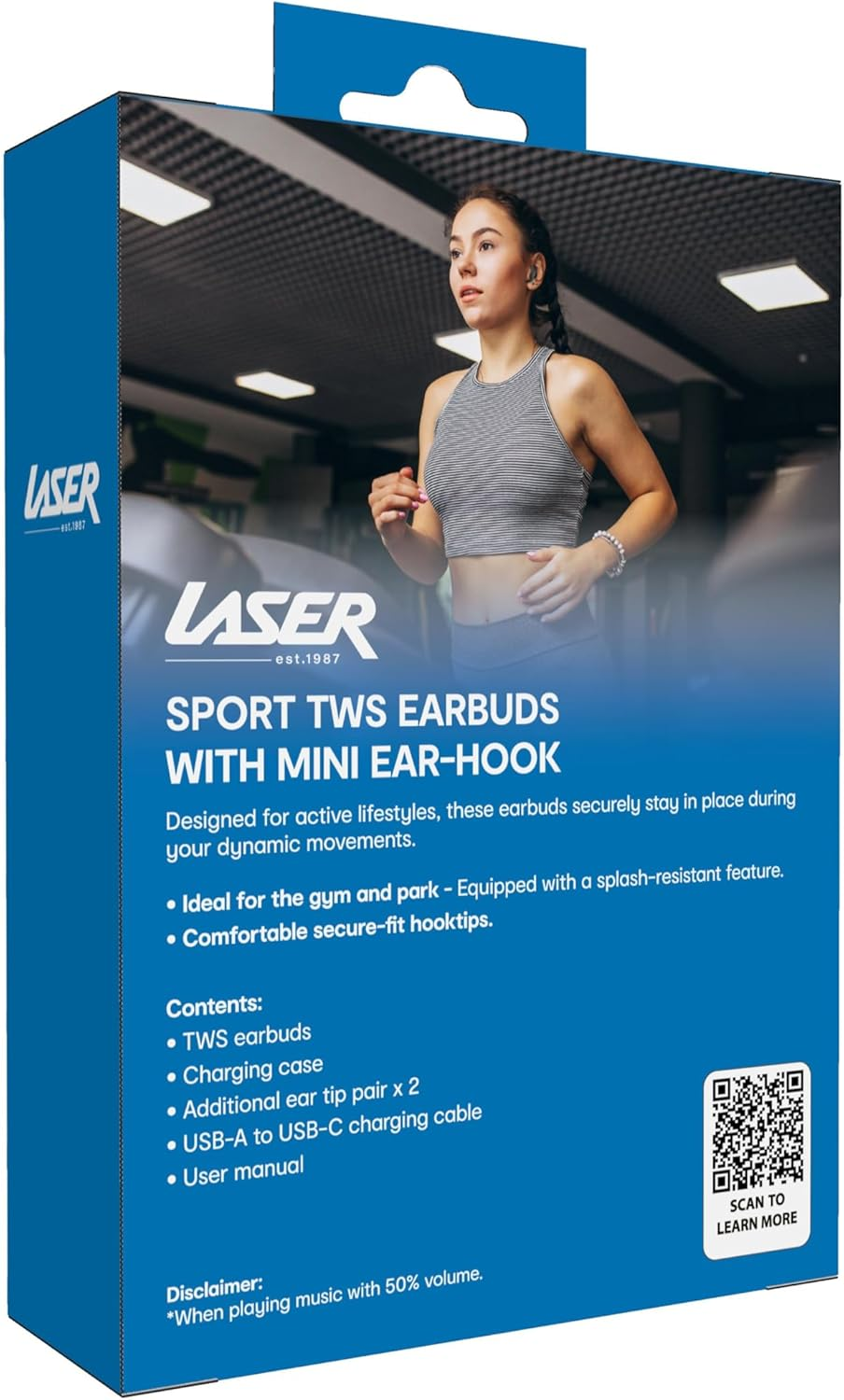 LASER Sport TWS Earbuds with MINI Ear-Hook Black image number 3