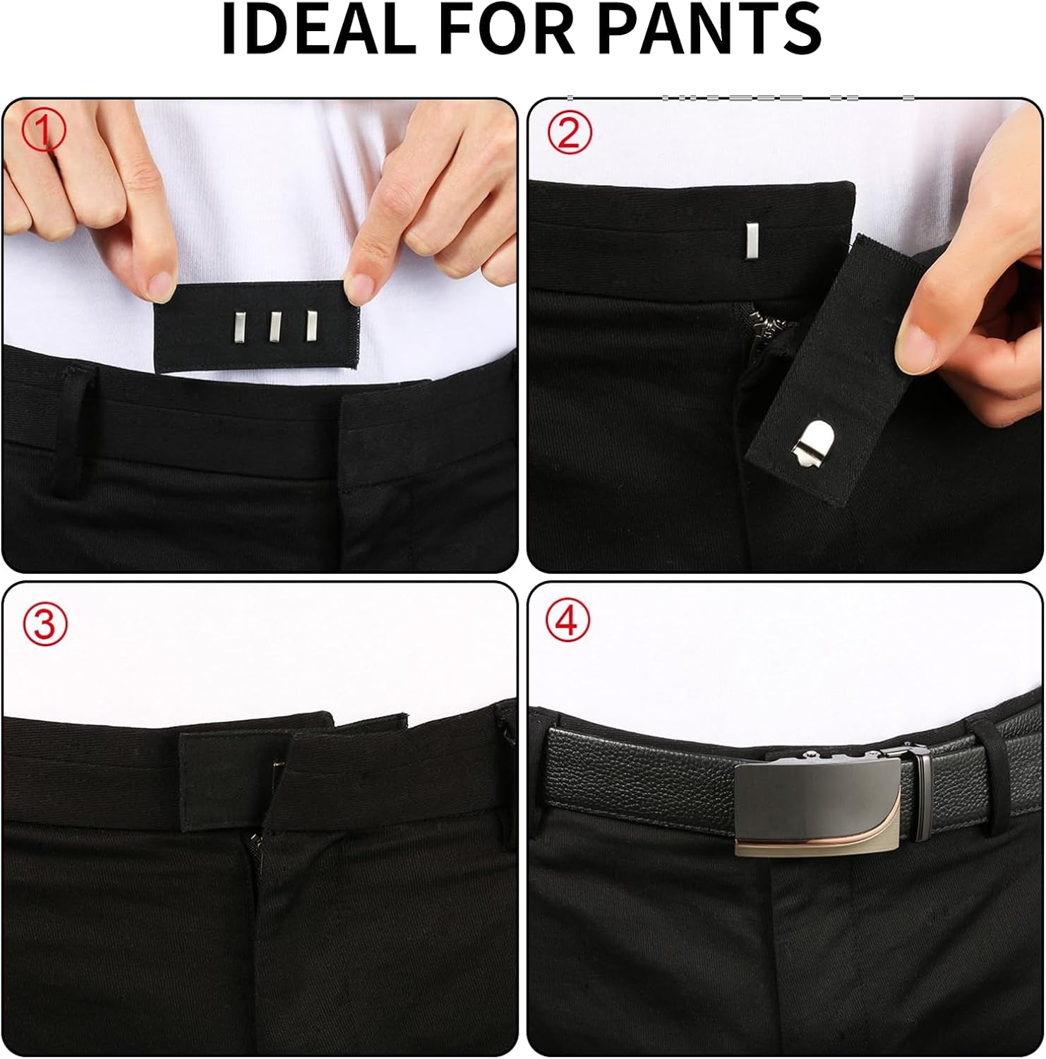 MAEZOE 10PCS Pants Waist Extenders with Metal Hook, Button Extender for Pants, Elastic Waistband Button Extender for Women Men image number 1