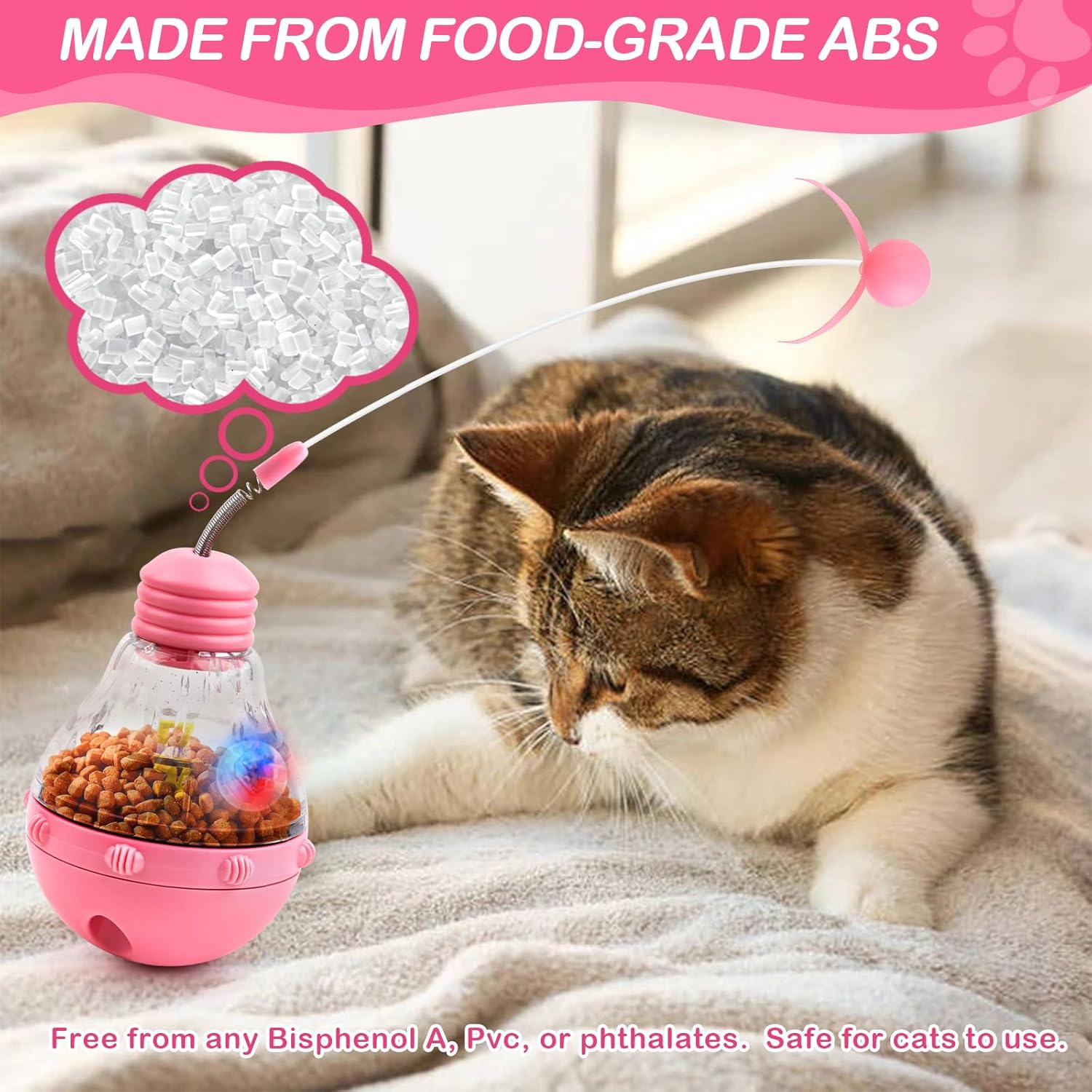 LWMTT Interactive Cat Toy Cat Balls 3 in 1 Automatic Intelligence Toy Kitten Wand Cat Toy Self-Employment for Slow Feeding Training image number 6