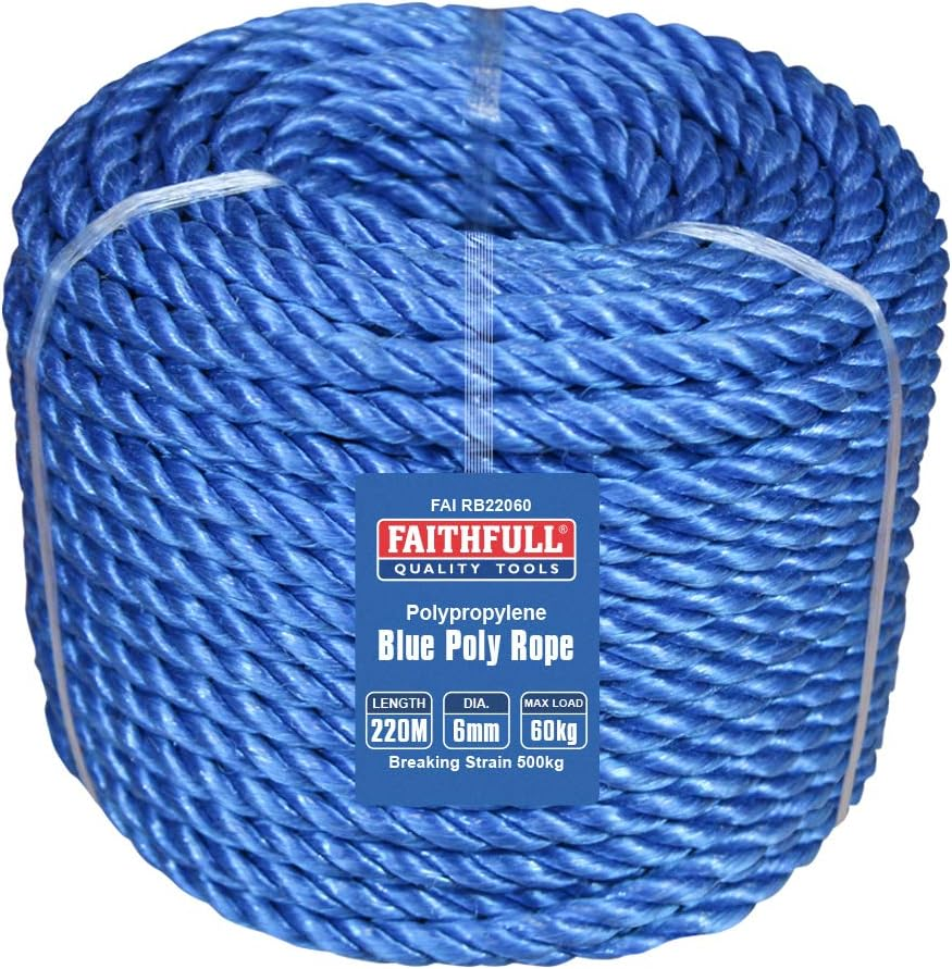 Faithfull FAIRB30100 Blue Poly Rope Coil 10Mm Dia X 30M Max Load 160Kg, Breaking Strain 1200Kg image number 6