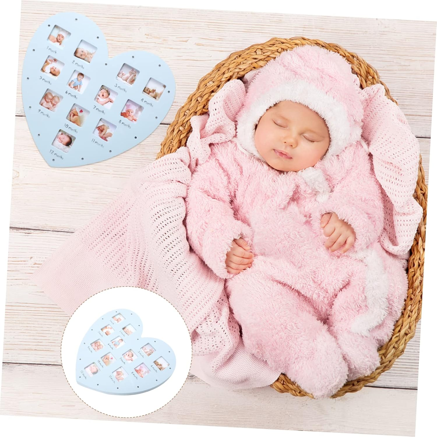 1Pc Heart Shaped Growth Record Frame with Month Photo Display for Cherishing Memories Unique Keepsake for Newborn Milestones for Wall image number 3