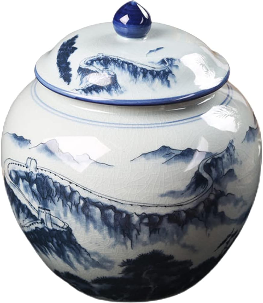 Kichvoe Ceramic Tea Can Storage Jar Airtight Lid for Loose Leaf Tea Kitchen Home Decor and Candy Utensil image number 5