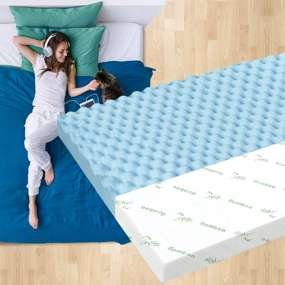 STARRY EUCALYPT Queen Size Memory Foam Mattress Topper with Cool Gel Infused, 60D Foam 5Cm Thick Bed Topper with Bamboo Fabric Cover Beddings, Airflow Bedding Floor Mat Pad image number 4