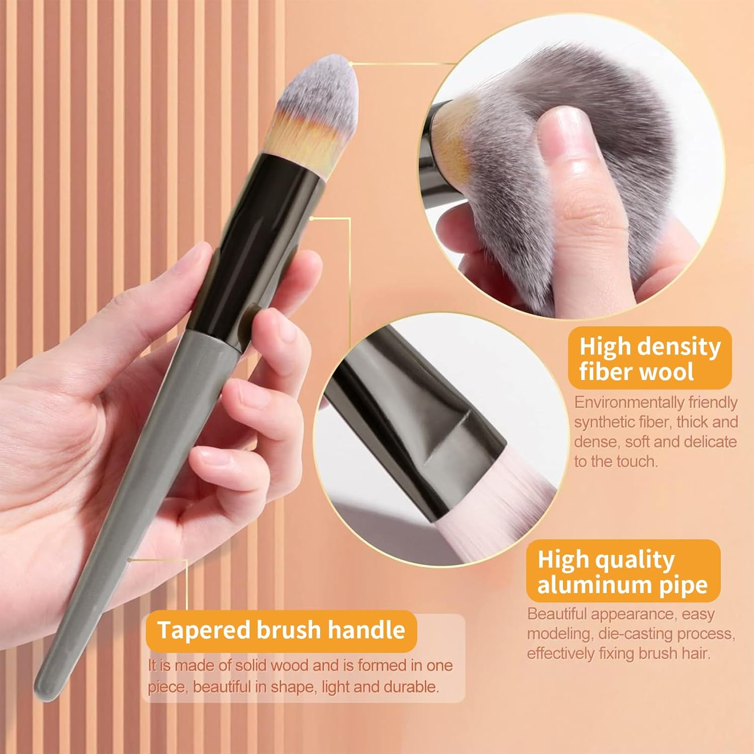 10Pcs Professional Travel Makeup Brushes Set, Foundation, Eyeshadow, Blush, Contour Concealer Brush for Face and Eye Make up Brushes image number 6