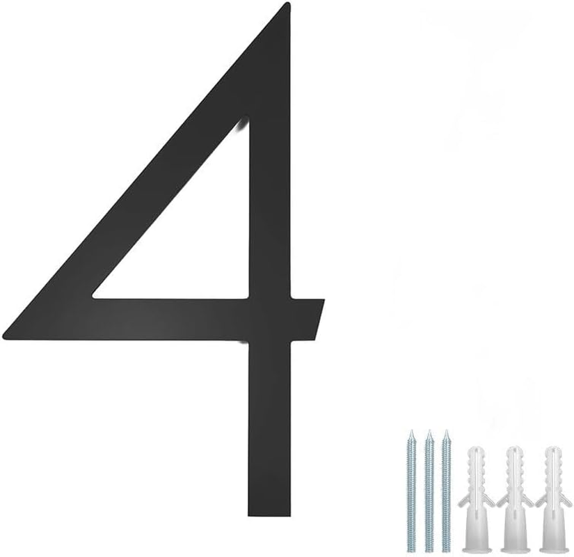 12" Large Stainless Steel Floating House Number, Metal Modern House Numbers, Mailbox Decor Number with Nail Kit for Outdoor Mailbox Yard Home Wall Doorgarage Gate,Coated Black (Black-4) - Black-0 image number 4