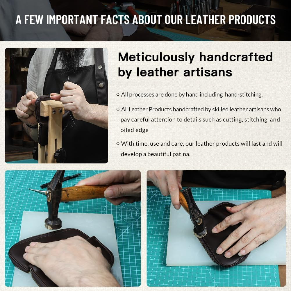 CONTACTS Full Grain Leather Manicre Set Case Travel Nail Clipper Pouch Empty for Men Personal Tools Pouch by Handmade (Case Only)