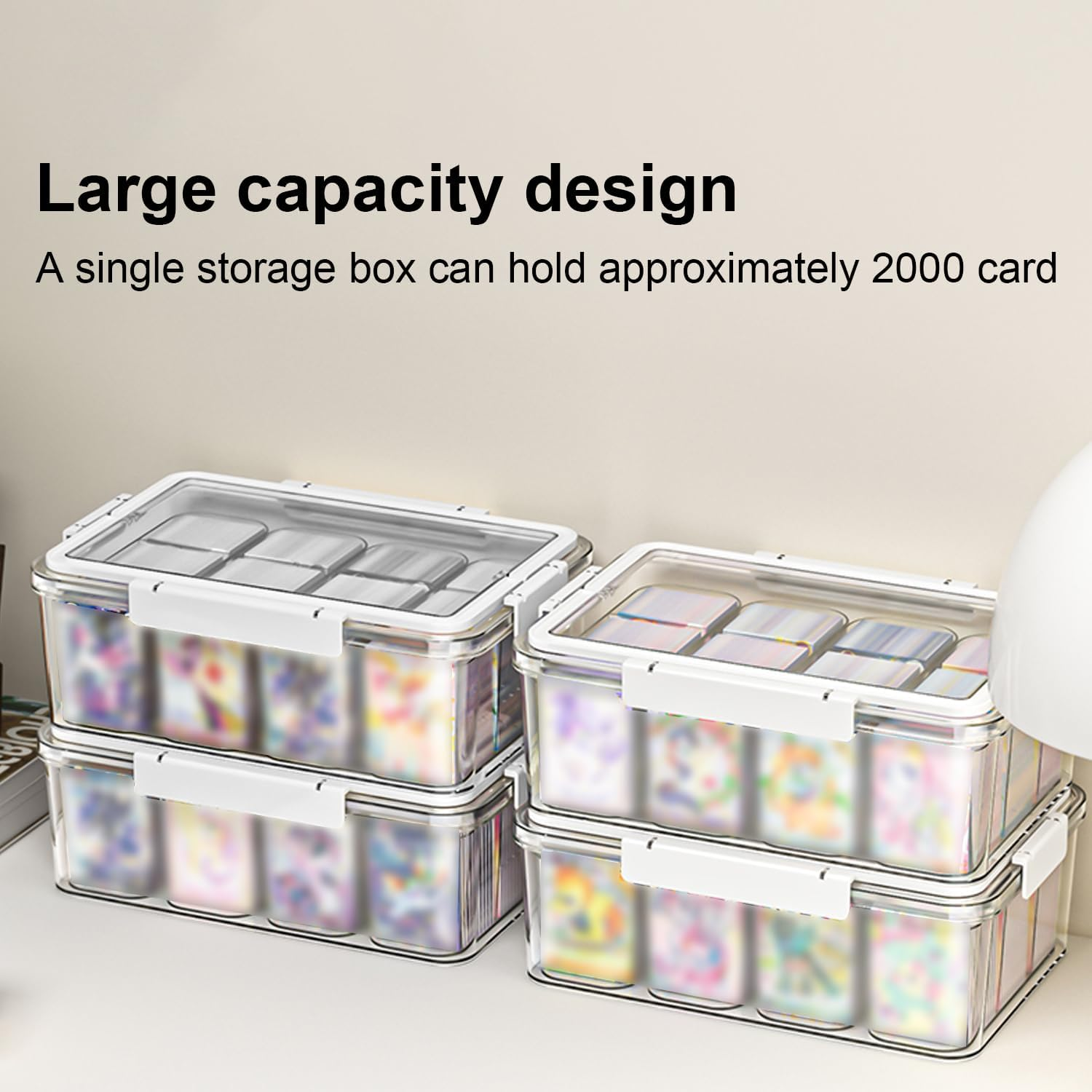 REASOR Transparent Trading Card Storage Box&ndash;Holds 1800+ Game & Collector Cards | 12 Compartments with 4 Removable Dividers | Multi-Purpose Case for Home, Office & Desk Organisation image number 5