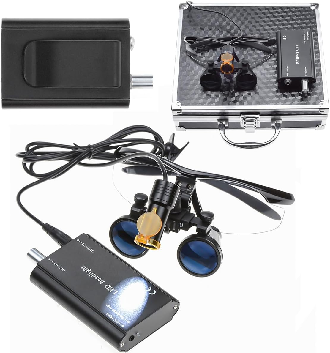 Tankredrug 5W LED Headlight Lamp Filter Belt Clip on 3.5X 420Mm Working Distance Wide View Optical Glass Binocular Loupe with Aluminum Case (Black)
