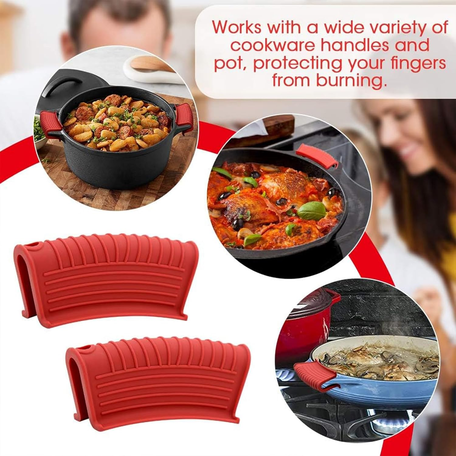 Silicone Handle Holder, Pyhot 2 Pack Black Silicone Cast Iron Handle Cover Skillet Grip Sleeve for Pans image number 6