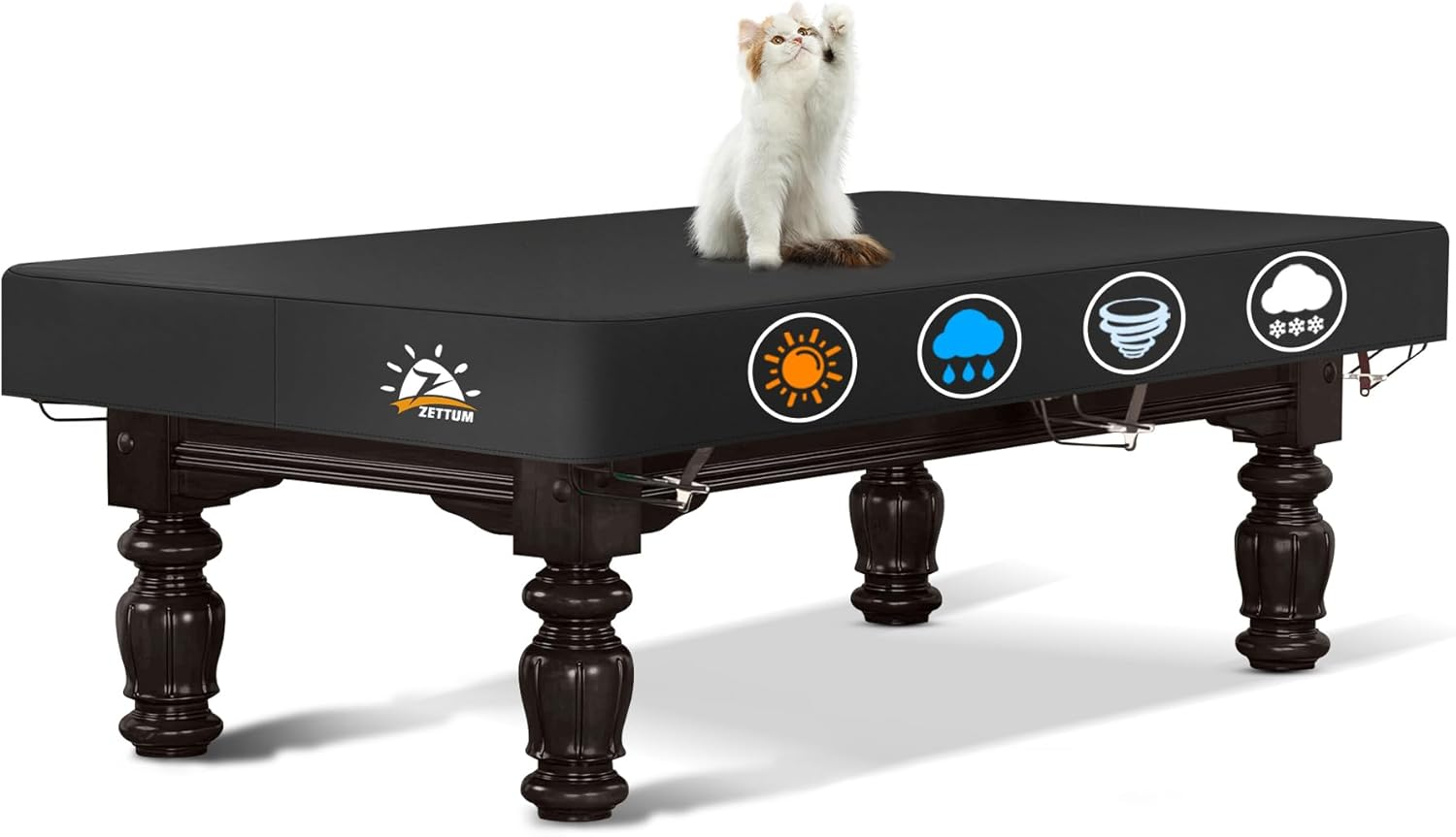 Zettum Pool Table Cover - 7 Feet Billiard Table Cover, 600D Waterproof & Heavy Duty Covers for Billiard Pool Table, Scratch-Proof UV Protection Snooker Furniture Table Cover - 7 Feet image number 2