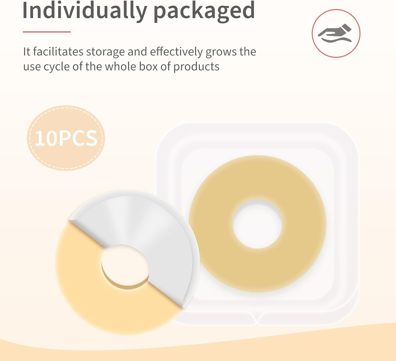 DERAYMI 10 Pack Moldable Ostomy Barrier Rings, 2Mm Thickness Sting-Free Elastic Ostomy Rings Hydrocolloid Ileostomy Barrier Rings Secure Seal for Colostomy Bags image number 3