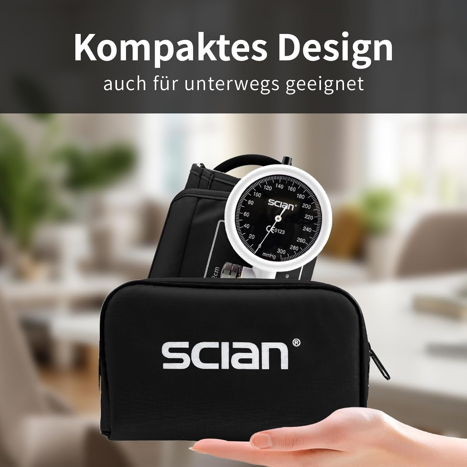 SCIAN Manual Sphygmomanometer Aneroid Sphygmomanometer for Upper Arm Measurement with European Cuff (22-42Cm) + Carry Bag for Nurses, Doctors, Seniors, Adults (White) image number 2