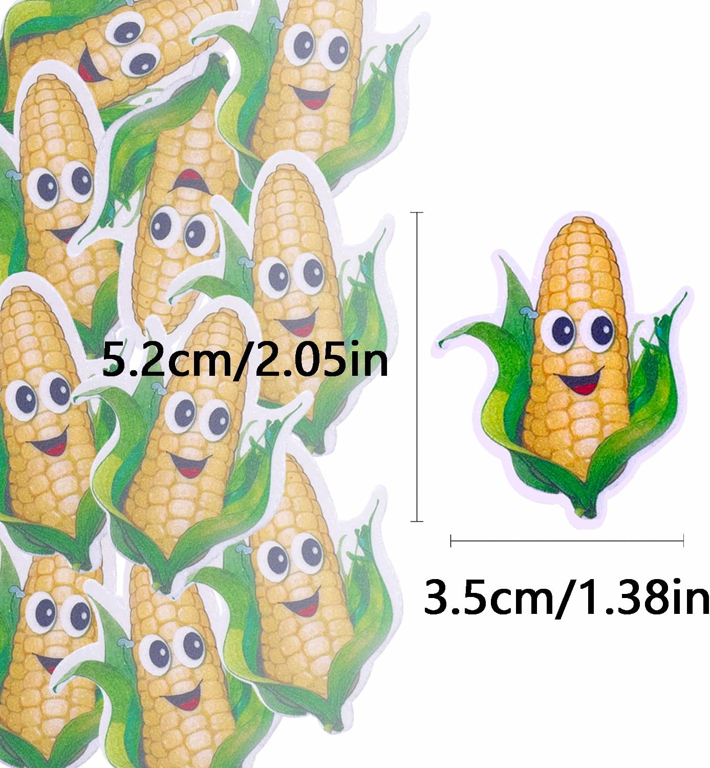 Cartoon Fruit Smiley Cupcake Decoration Card, Edible Wafer Paper Creative Baby Full Moon Bath Birthday Series Theme Party Dress up Plug-In (Corn 50Pcs) image number 4