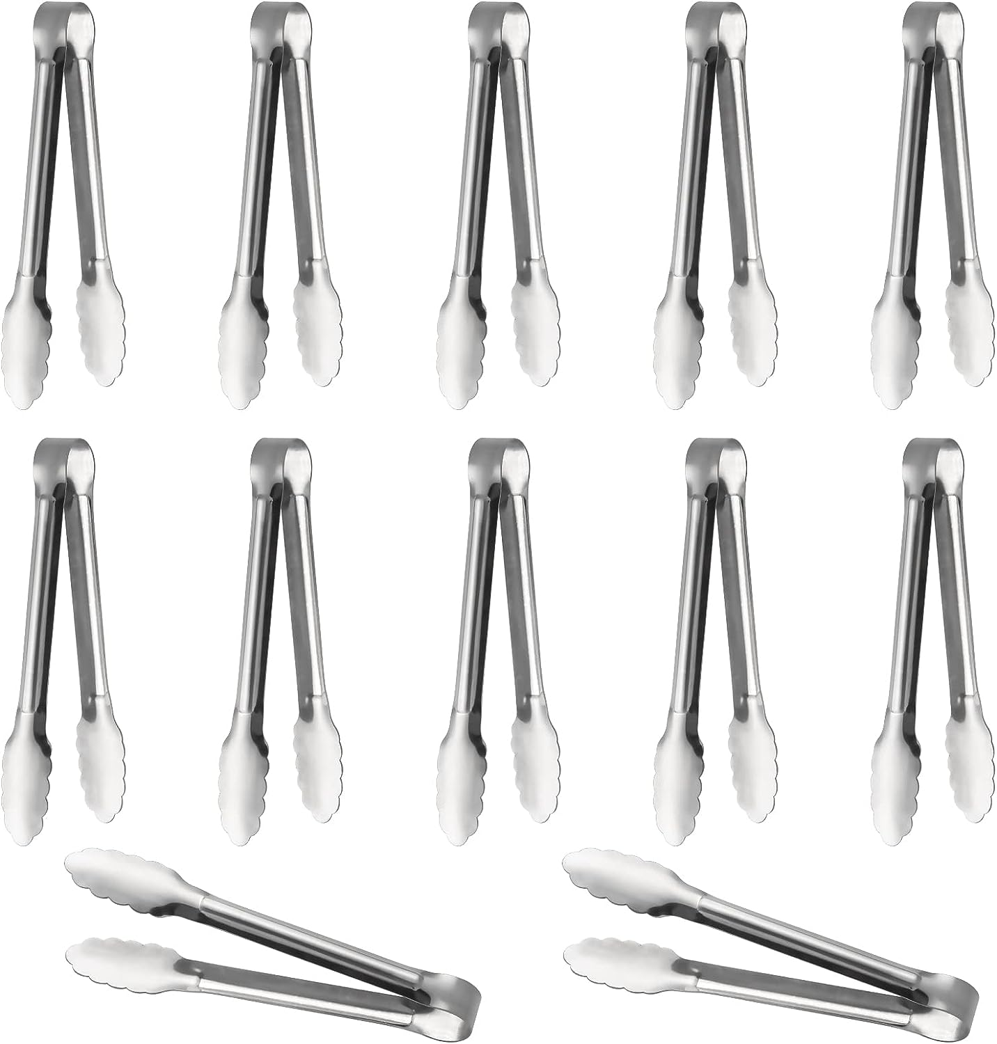 Stainless Steel Food Tongs - Serving Tong Set of 6 (12 Inch)