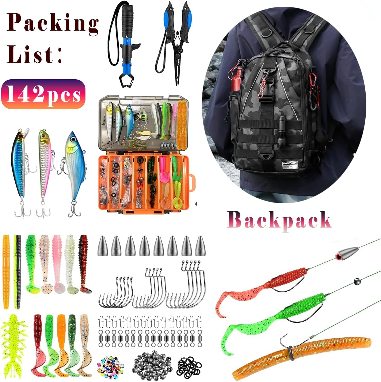 Multifunctional Fishing Gear Bag with Waterproof Compartments, Tackle Boxes & Rod Strap &ndash; Ideal Backpack for Outdoor Anglers with Tools like Lures, Pliers & Grippers image number 5