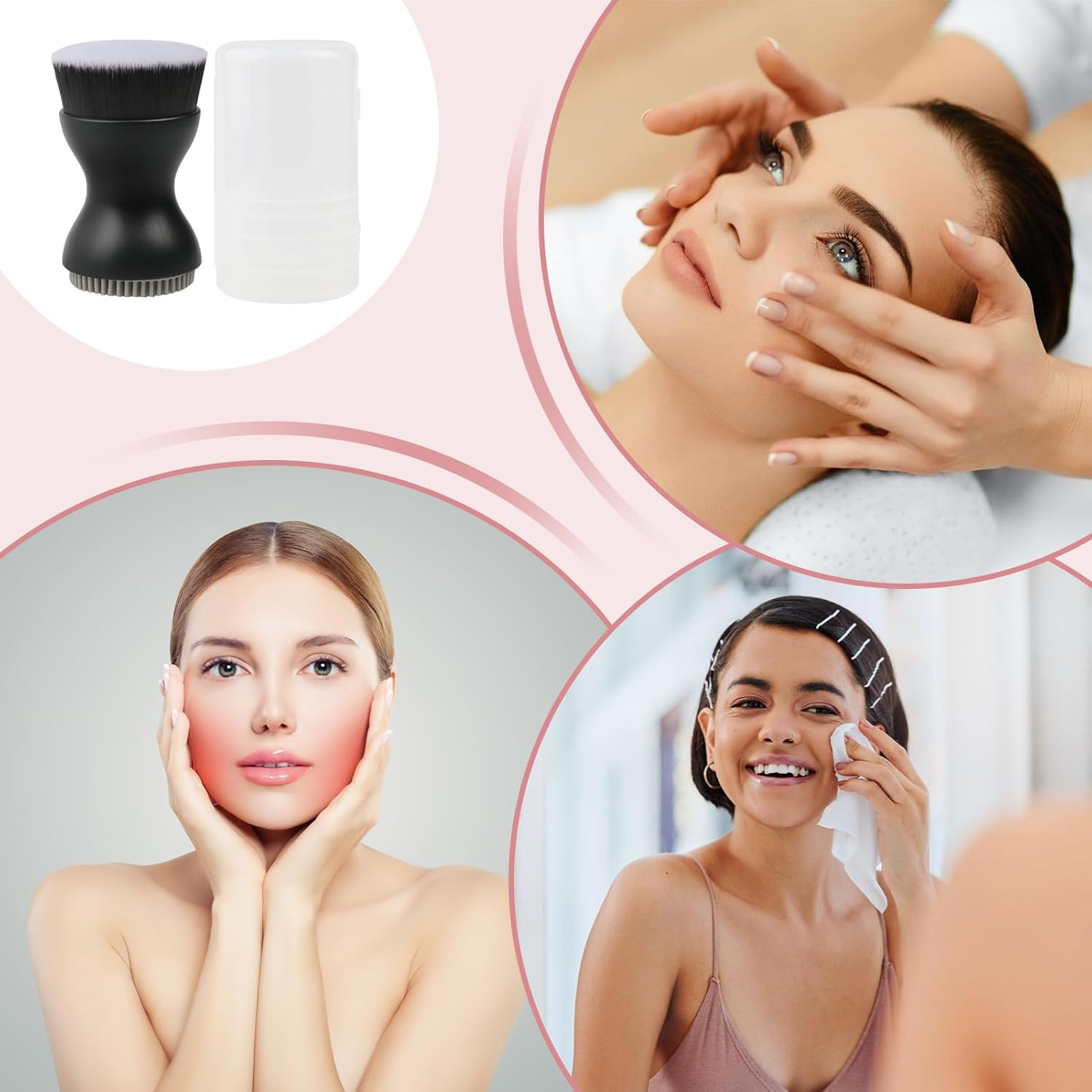 Facial Brush - Double-Ended 2.8 Inch Silicone Cleansing Tool | Face Cleanser Brush | for Home Bath Time Travel Vacation Hotel Daily Night Morning Work