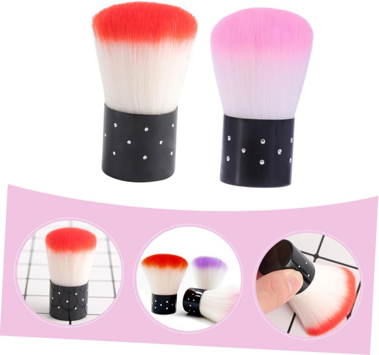 HEALEEP 2Pcs Nail Dust Brush Bristle Cleaning Brush for Manicure Nail Cleaner Dusting Powder for Women image number 1