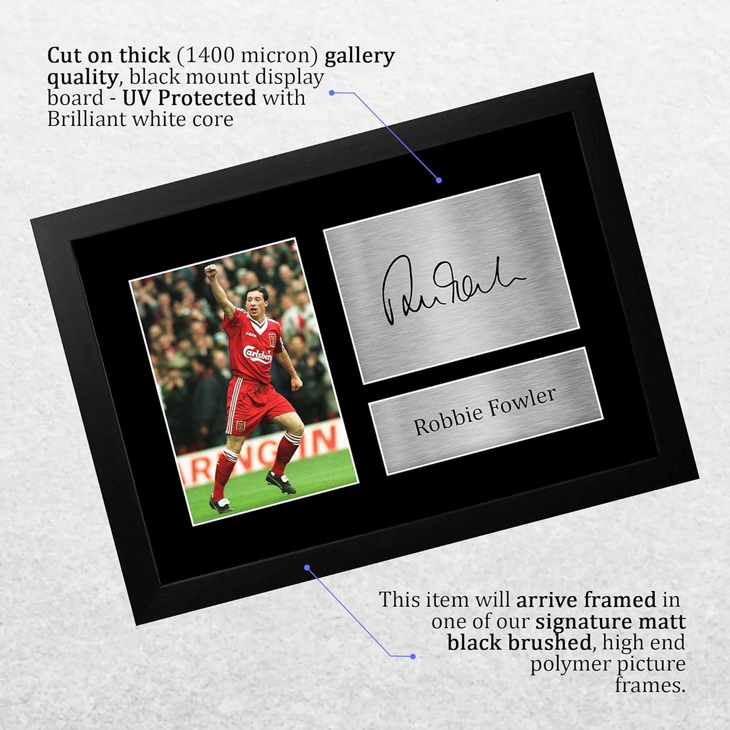 HWC Trading FR Robbie Fowler Gift Signed FRAMED A4 Printed Autograph Liverpool Gifts Photo Display
