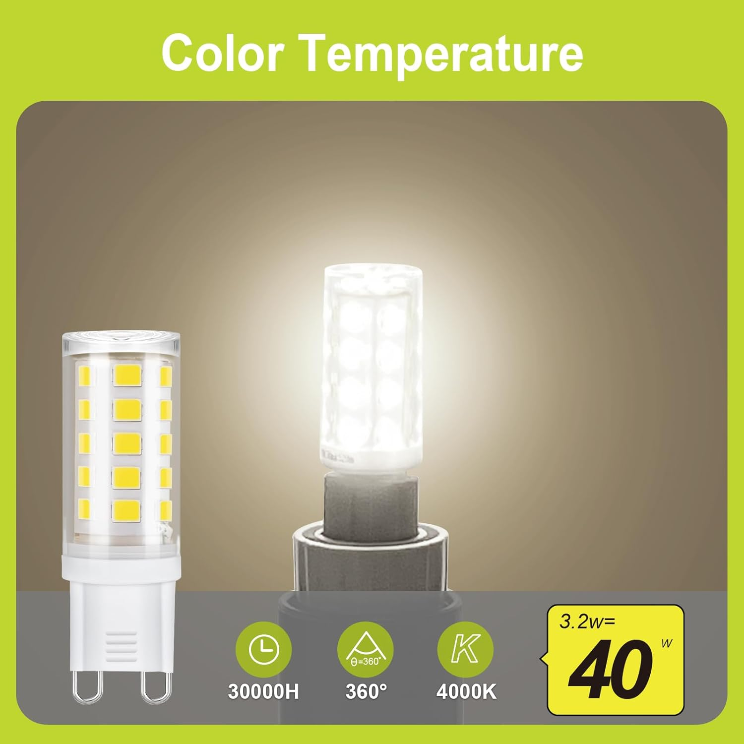 GY G9 LED Bulbs,3.2W Neutral White 4000K Energy Saving Light Bulbs,Equivalent to 40W,520 Lumen No Flicker, Not Dimmable for Home Lighting Decor,5 Pack image number 5