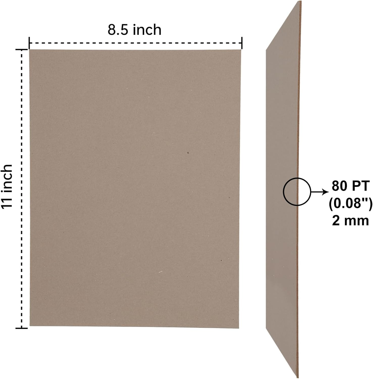 Heavy-Duty Chipboard Sheets 8.5 X 11 in - 80 PT (2Mm) Thick - 20 Sheets of Chip Board for Binding Covers, Book Boards, Backing and Crafts - Sturdy Alternative to Thin Cardboard Sheets image number 1