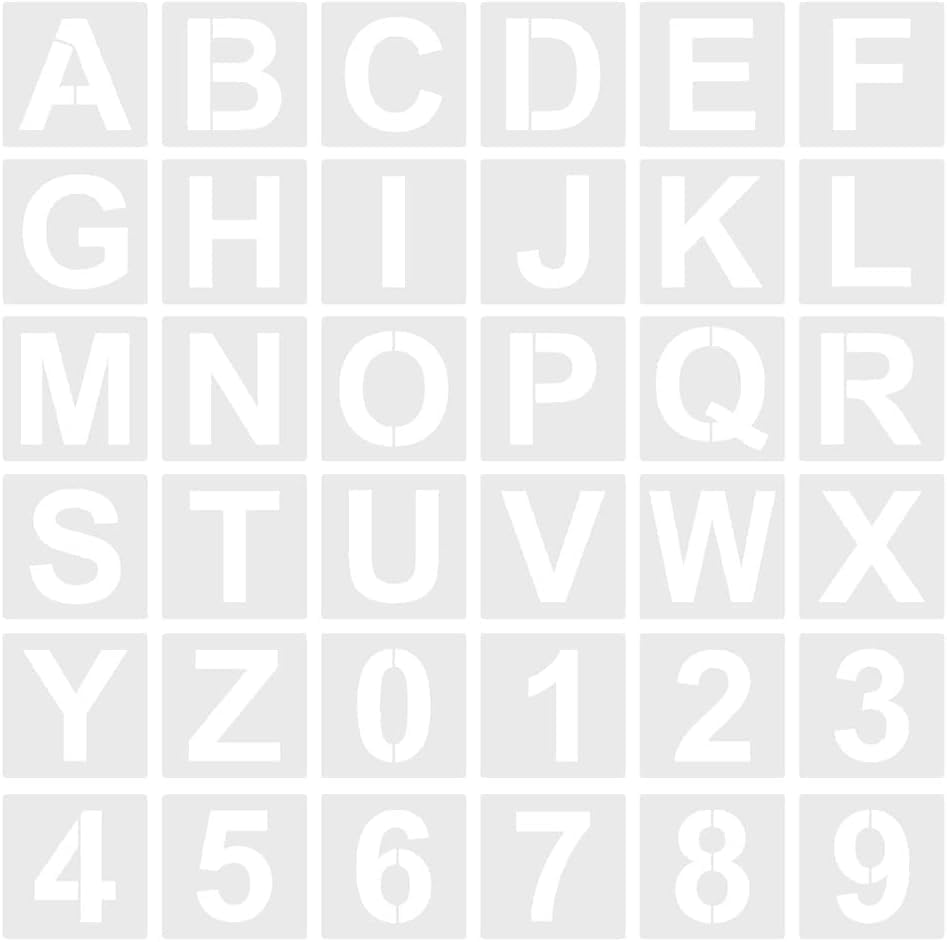 Letter and Number Stencils, 36 Pcs - Alphabet Art Craft Stencils, Reusable Plastic for Painting on Wood, Wall, Fabric, DIY Projects (3 Inch) image number 3