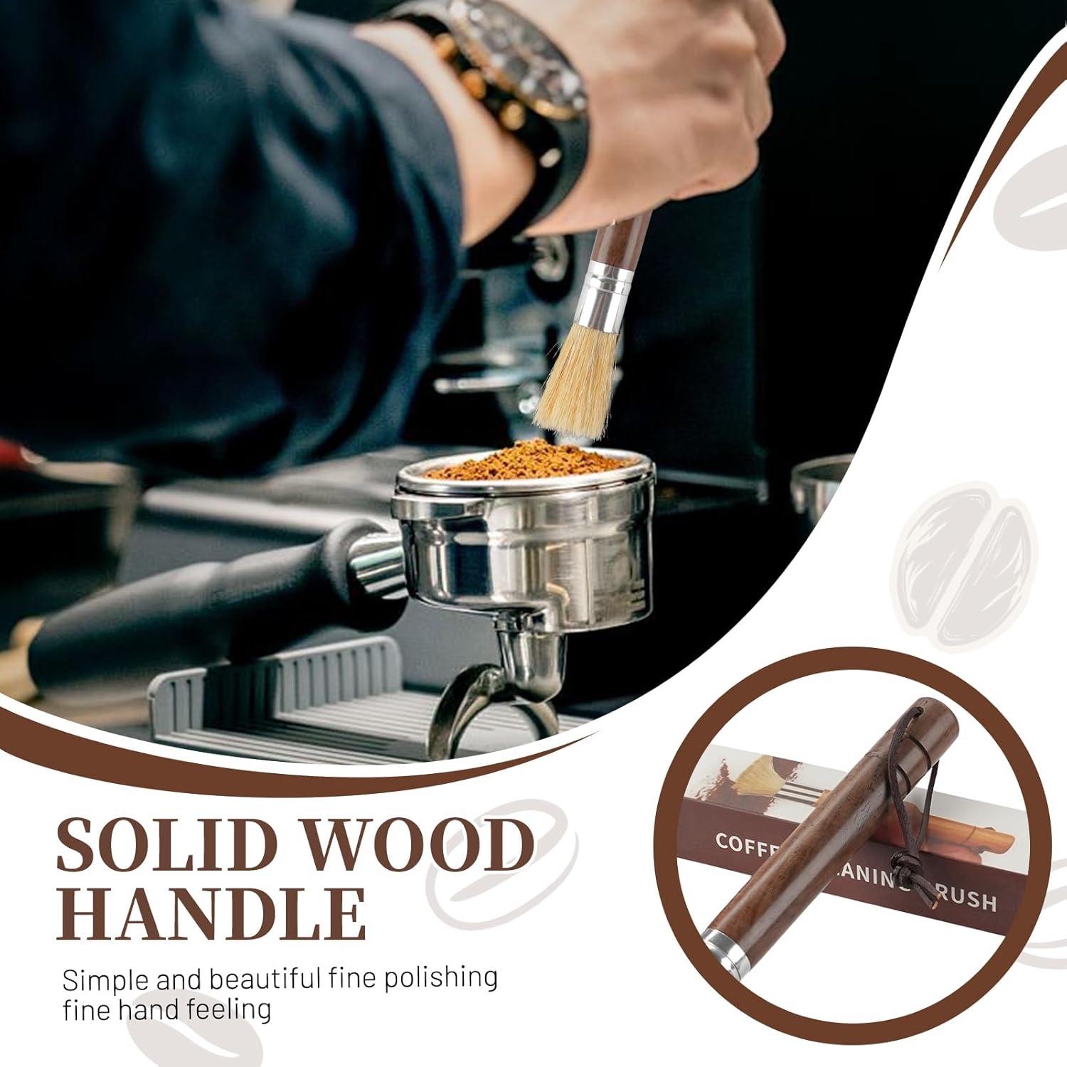 Bamynoir Coffee Grinder Brush, Espresso Machine Cleaner with Wooden Handle & Natural Bristles, Barista-Designed for Home Kitchens, Cleans Coffee Accessories. image number 5