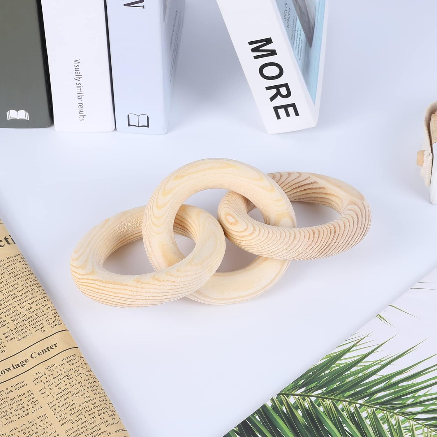 Wood Chain Link Decor 3-Link,8.3 Inch Length Wood Knot Decor,Wood Color Carved Decorative Chain Knot,Knot Decorative Object,Coffee Table Decor,Country Chain Knot Decor,Mom Gifts,Wooden Links - Black image number 7