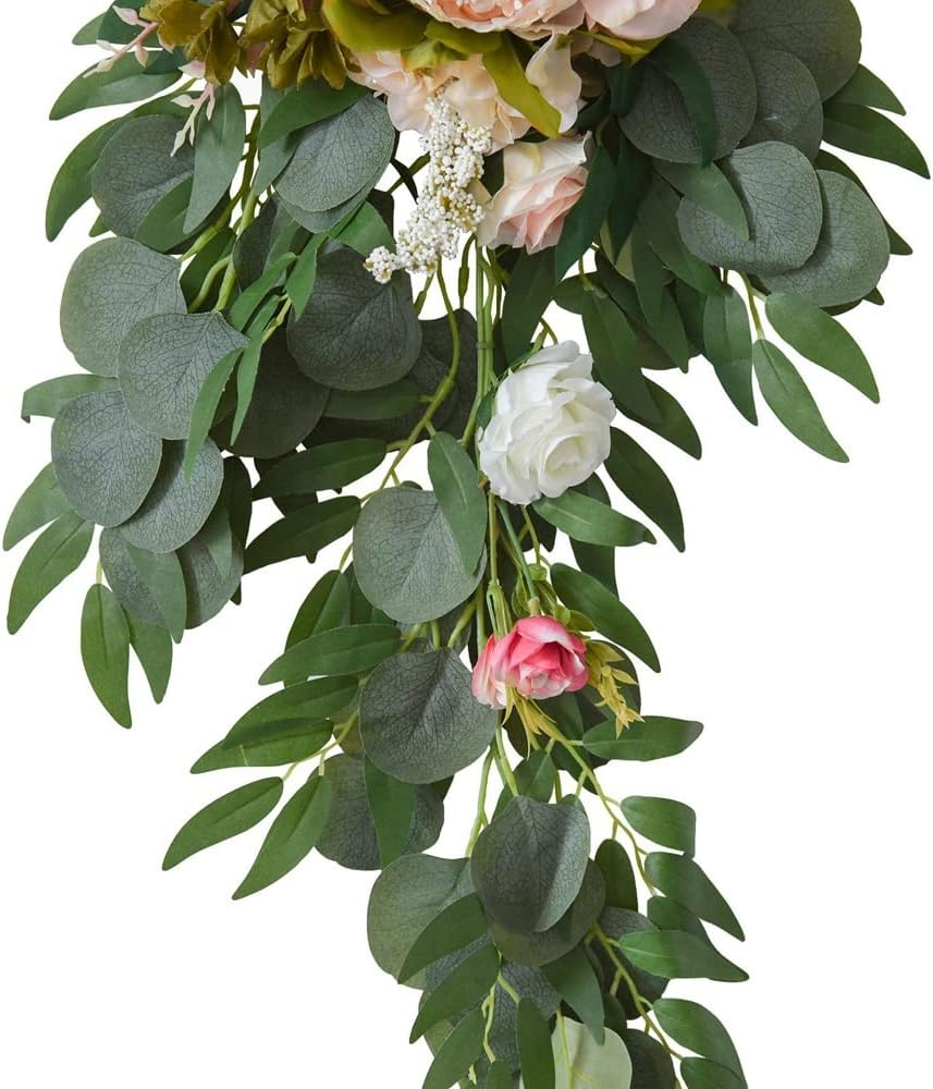 Dighchyu 2Pcs Artificial Flower Welcome Card Decoration for Wedding Arch and Background