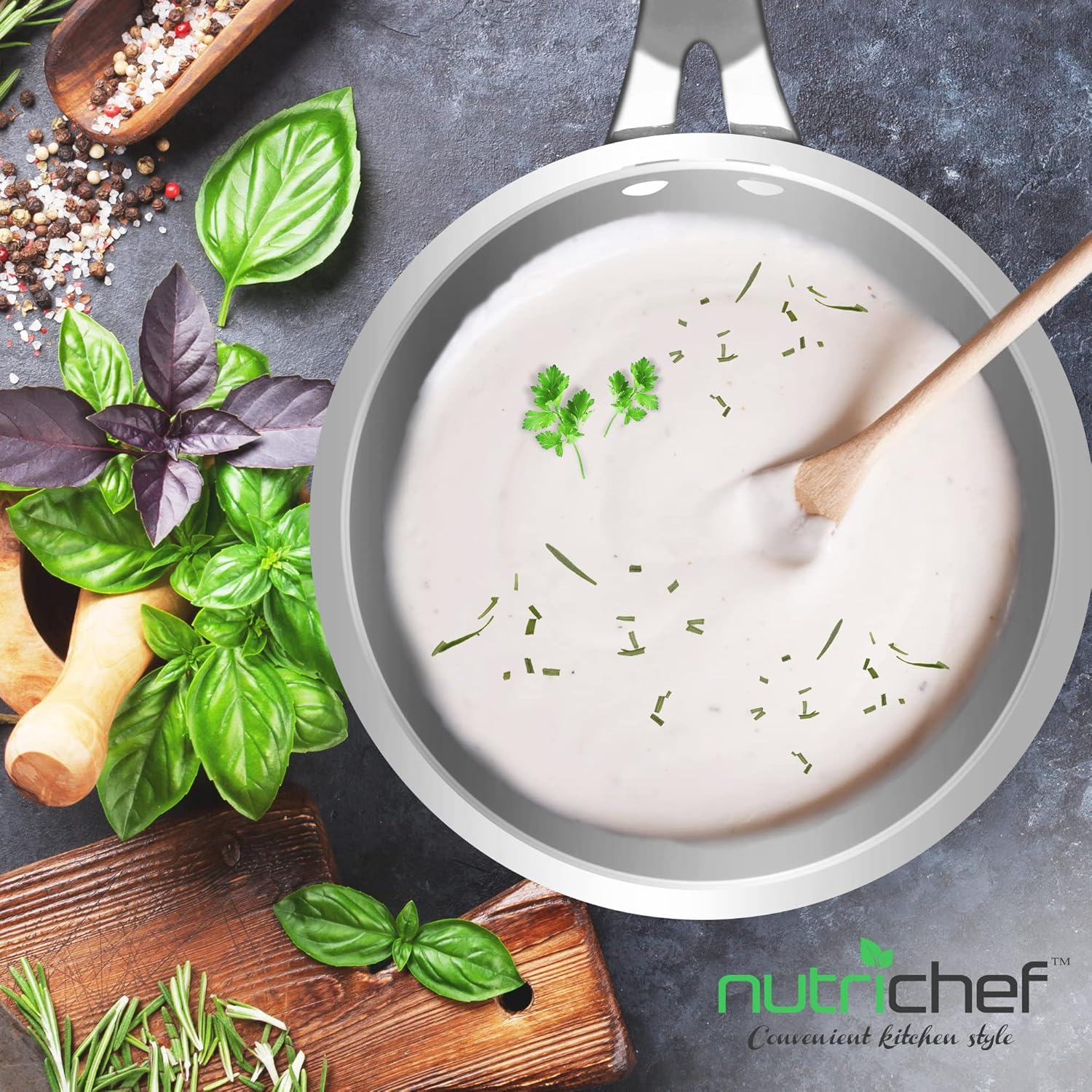 1.5-Quart Saucepan with Lid - PFOA/PFOS Free Stainless Steel Stain-Resistant Sauce Pot Kitchen Cookware W/Satin Interior, Polished Exterior, Hollowed Cast Handles - Works W/Model NCSSX45 image number 2