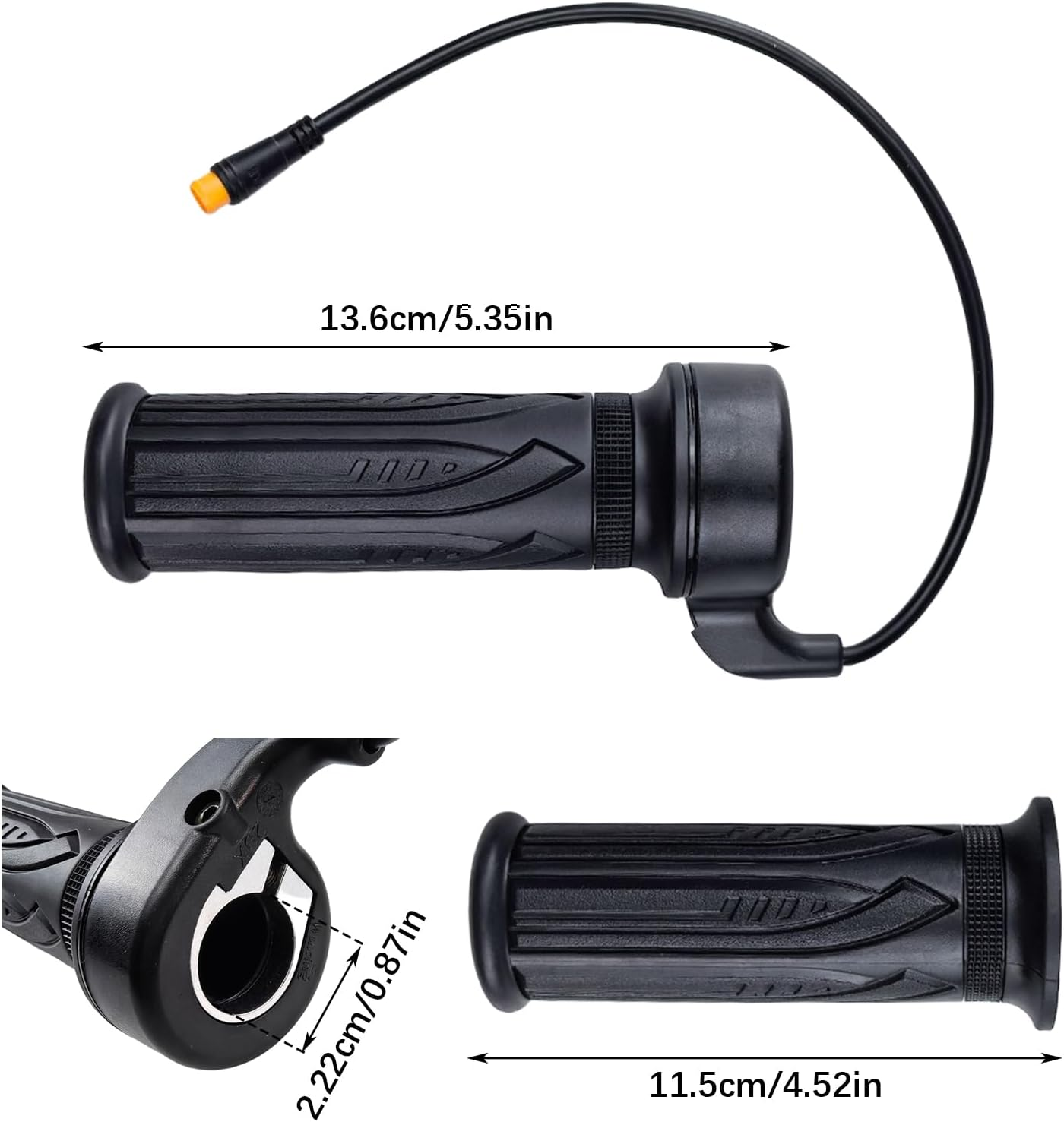 Electric Bicycle Throttle Handle, 20X Full Half Twist Ebike Throttle Grip Electric Bicycle Scooter Twist Handlebar with Waterproof Plug for Ebike image number 4
